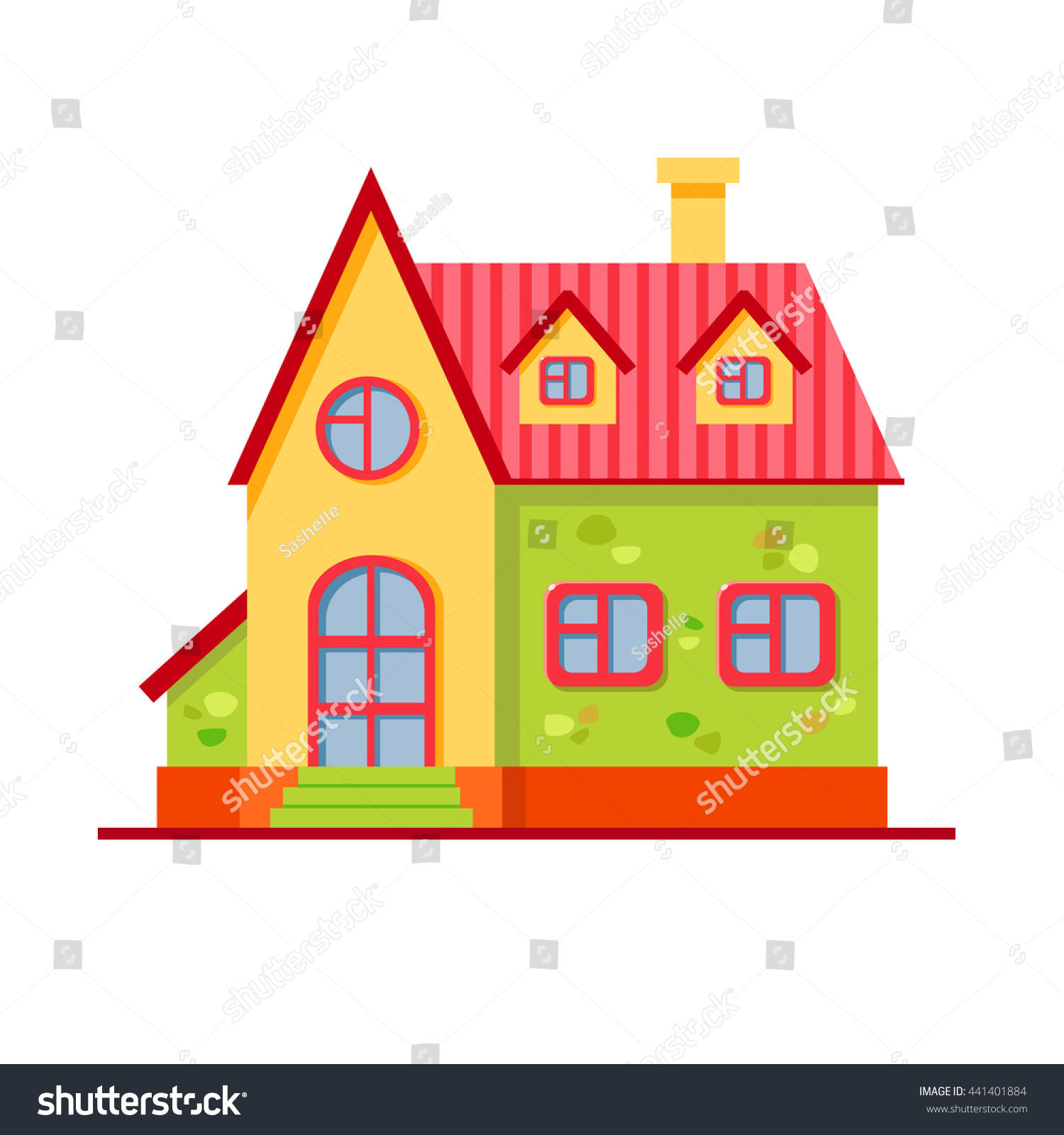 Vector Cartoon Bright Multicolored House Child Stock Vector ...