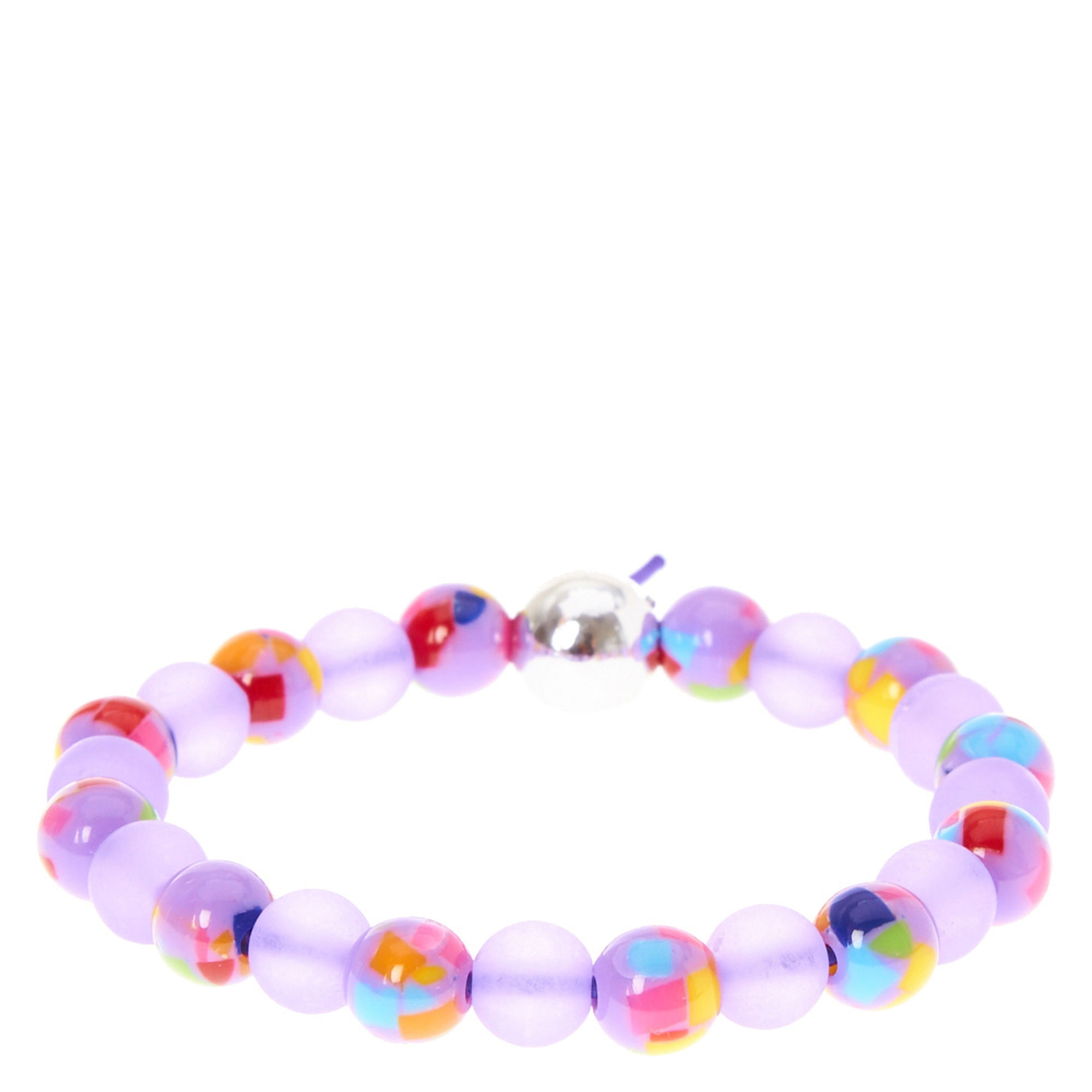 Purple & Multi-Colored Glass Bead Bracelet | Claire's US