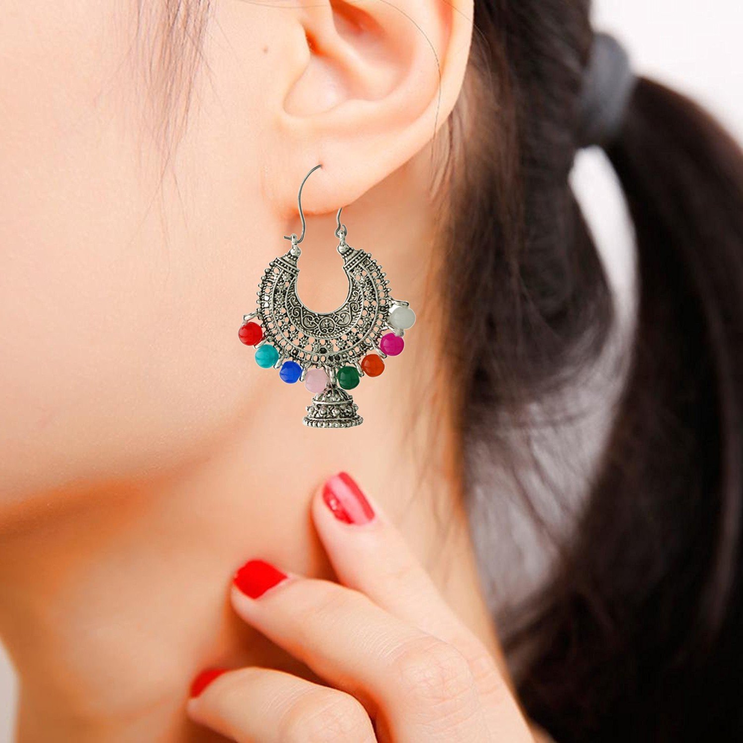 Parna Designer Multicolor Beads Alloy Oxidised Silver Plated ...