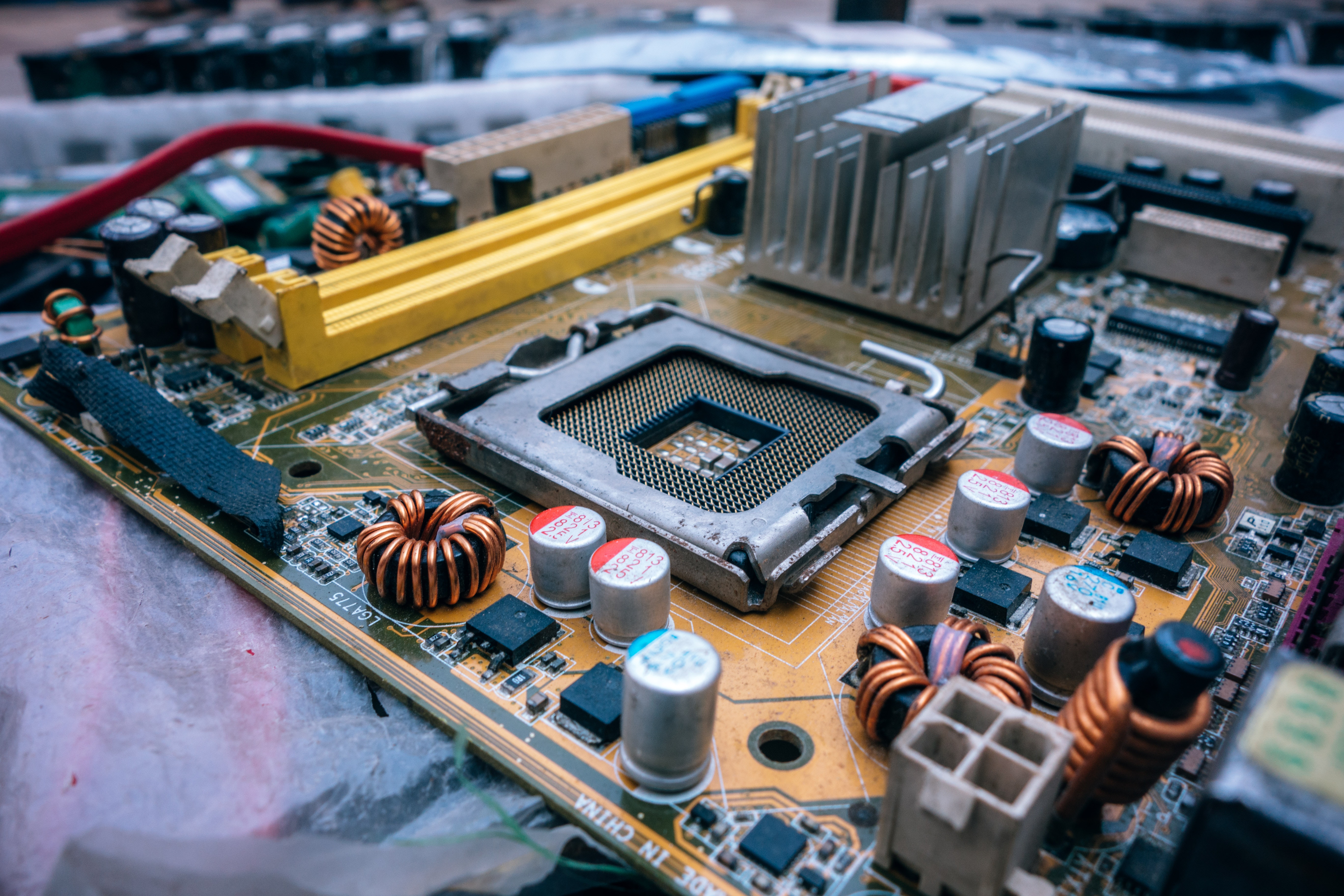 Multicolored Motherboard, Depth of field, Technology, Socket, Semiconductor, HQ Photo