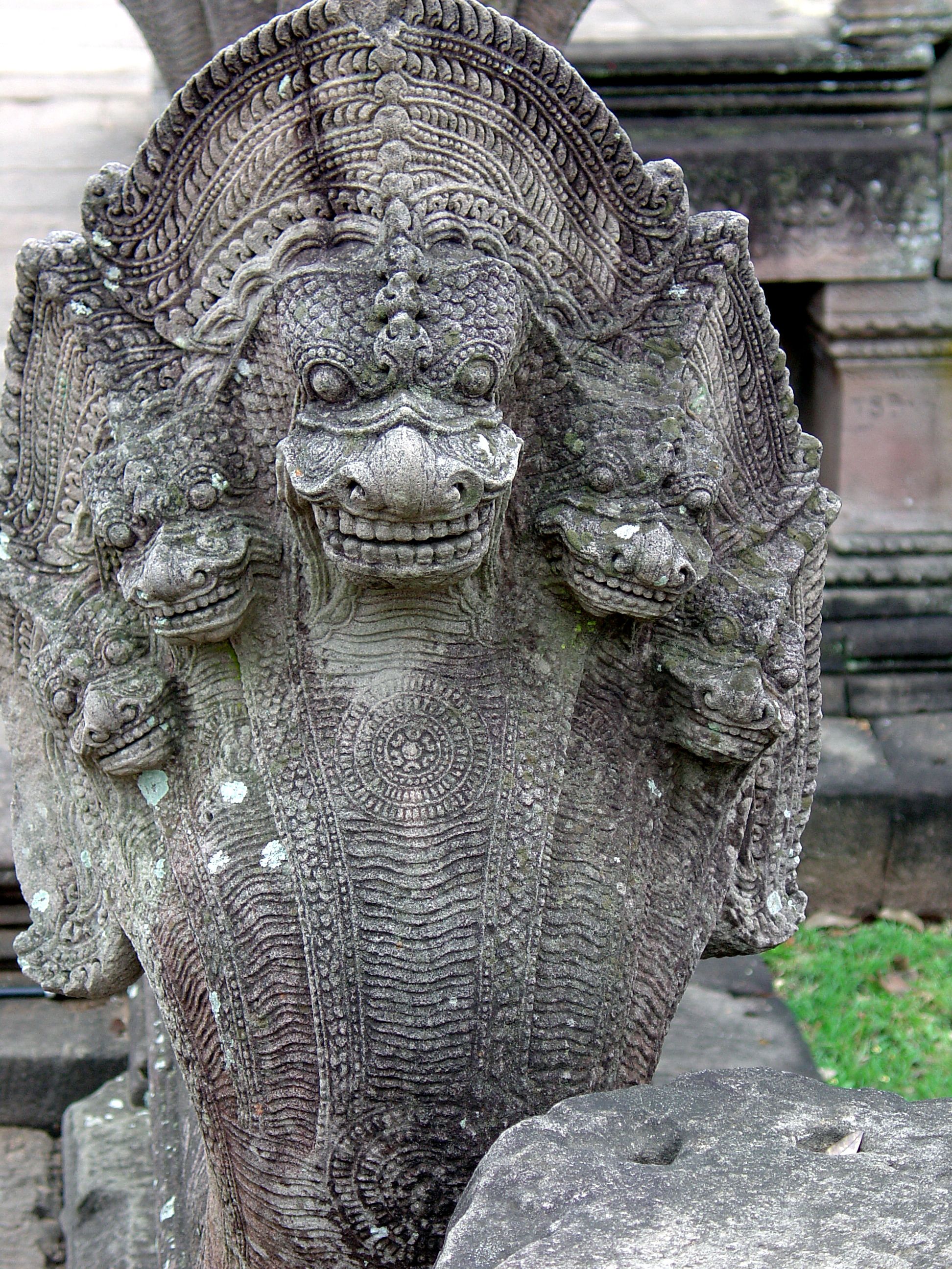 Multi-headed Naga Phnom Rung Closeup of one of the naga sculptures ...