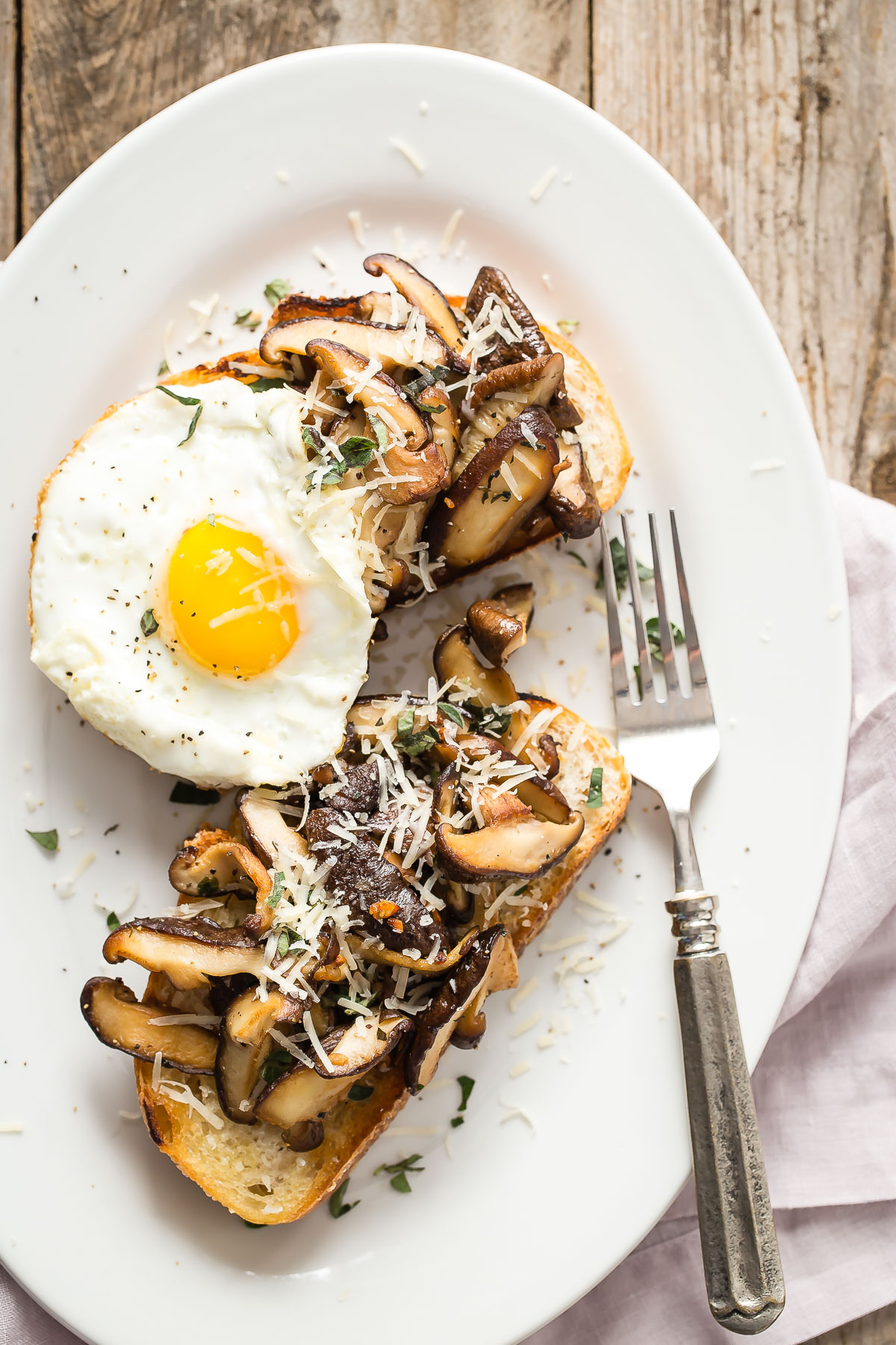 Garlic Shiitake Mushroom Breakfast Toast - Foodness Gracious