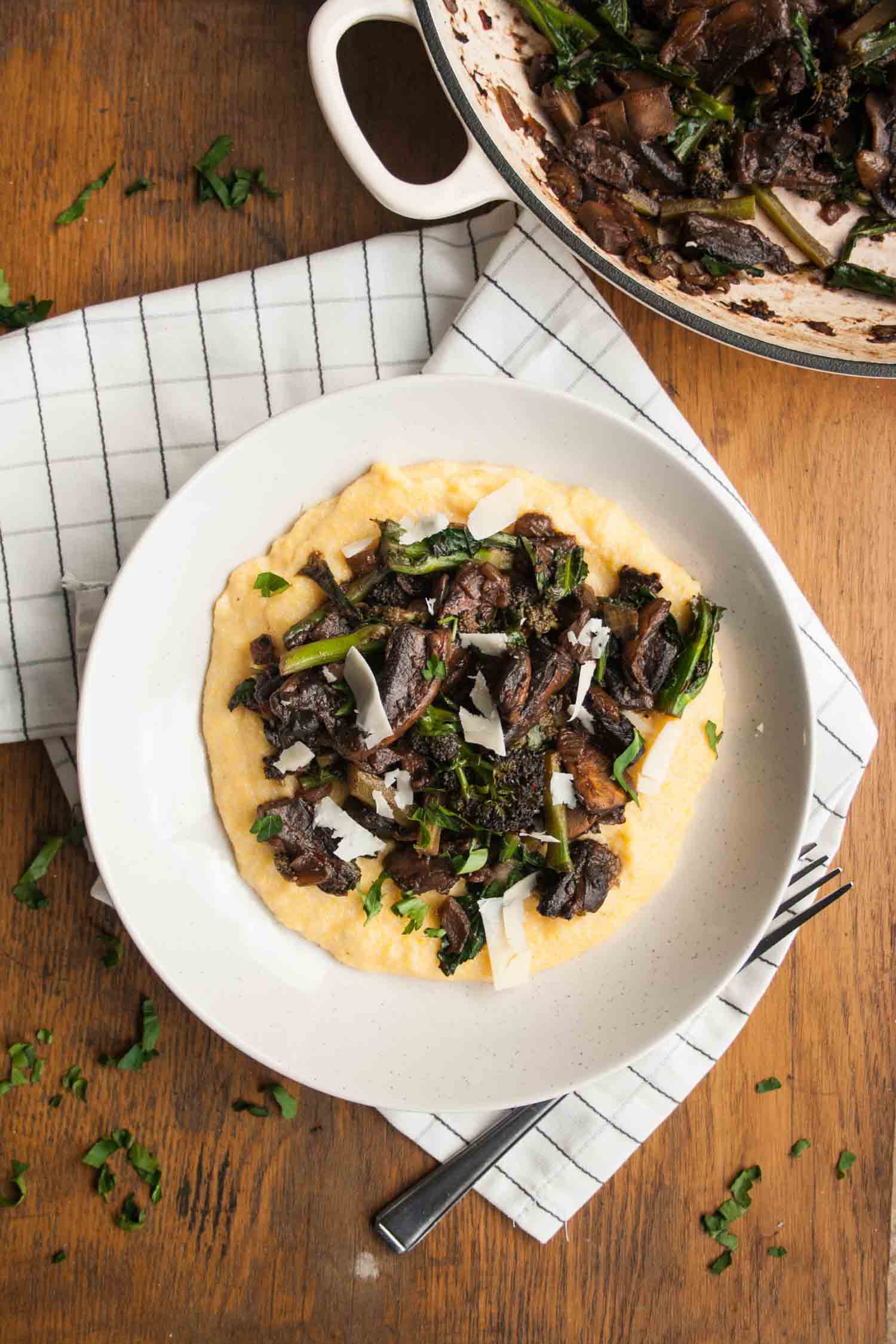 Simple Mushroom and Broccoli Ragoût with Polenta - Eat Love Eat