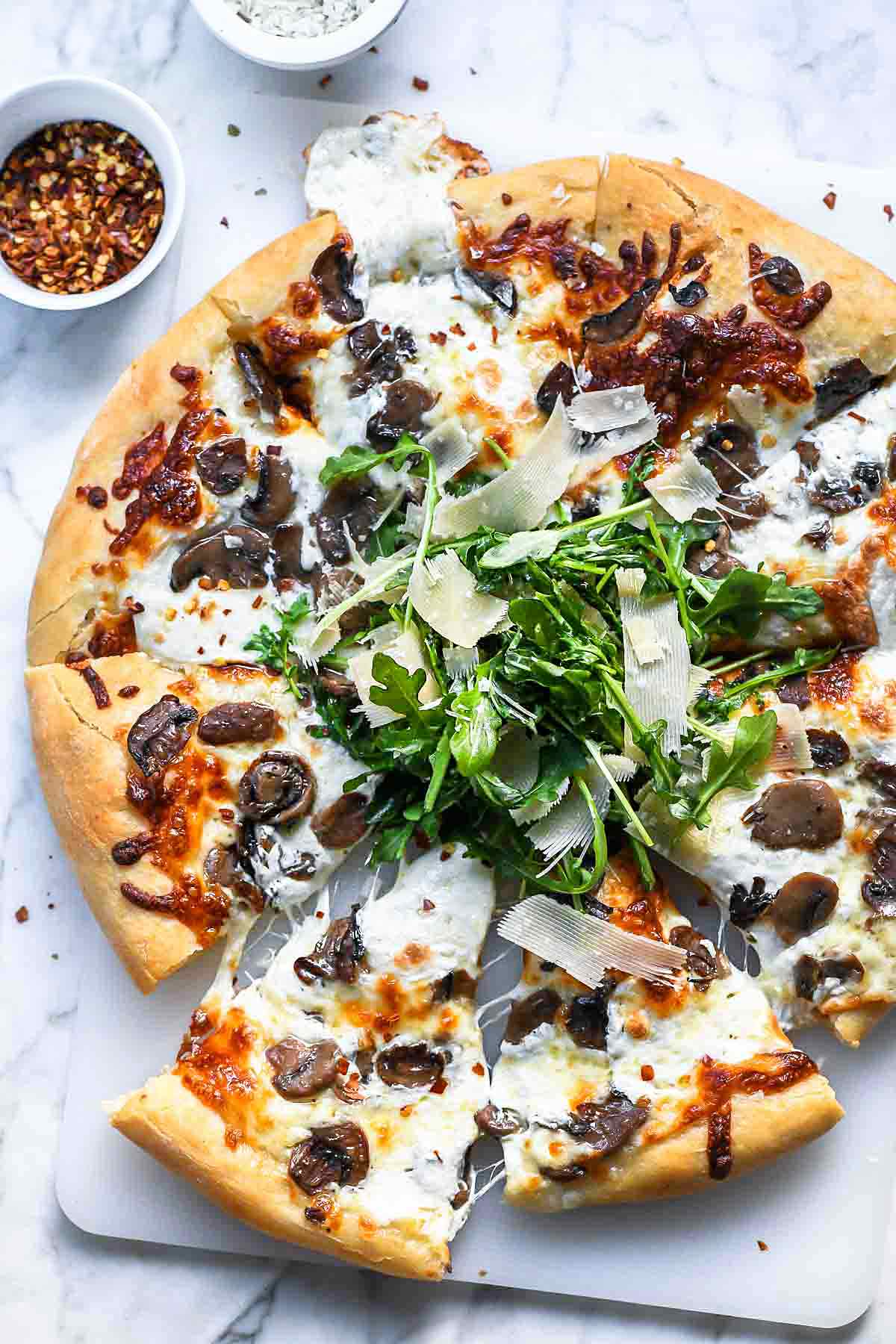 Truffled Mushroom Pizza Recipe | foodiecrush.com