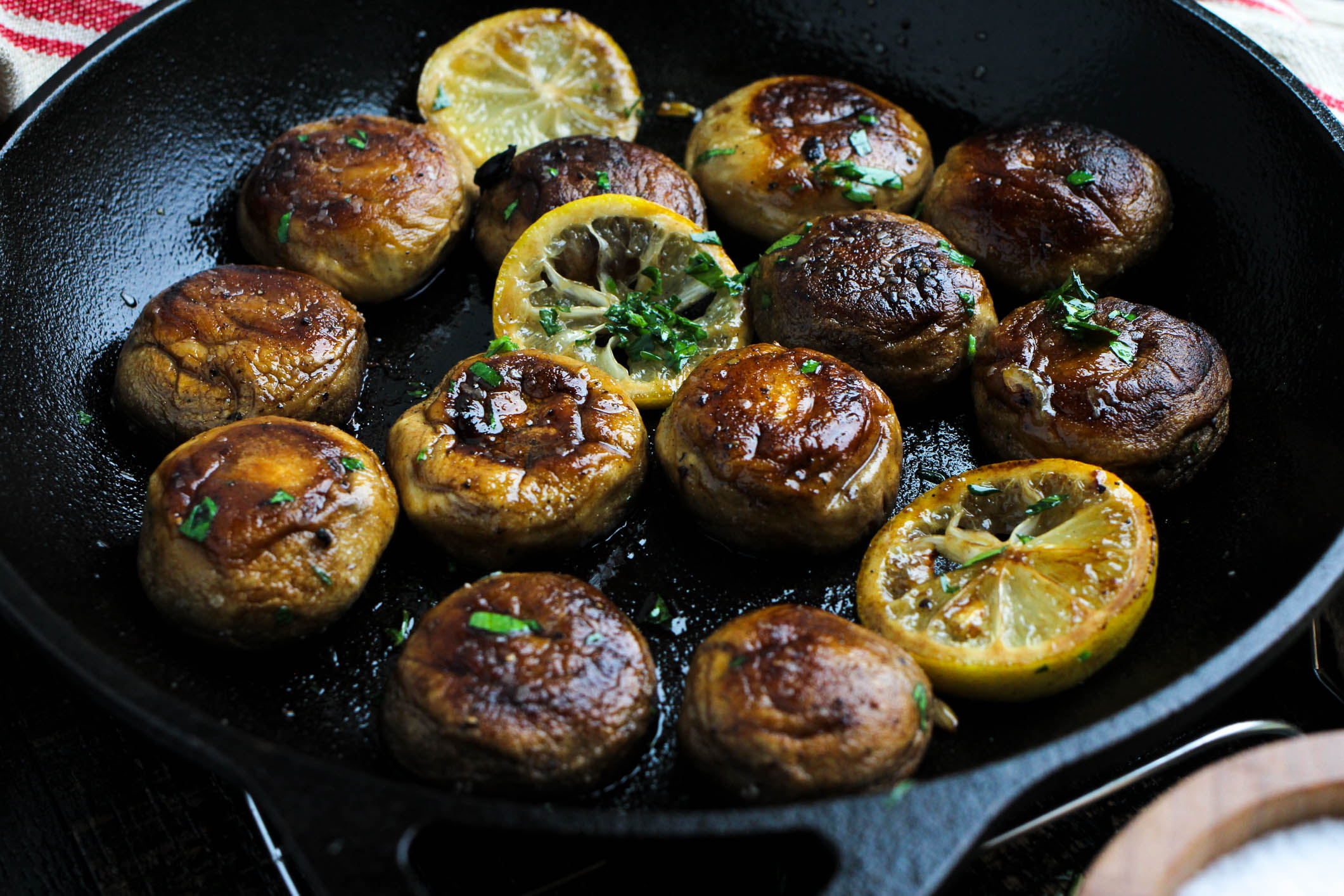 One Pan Roasted Mushrooms with Lemon Butter Sauce - Girl and the Kitchen