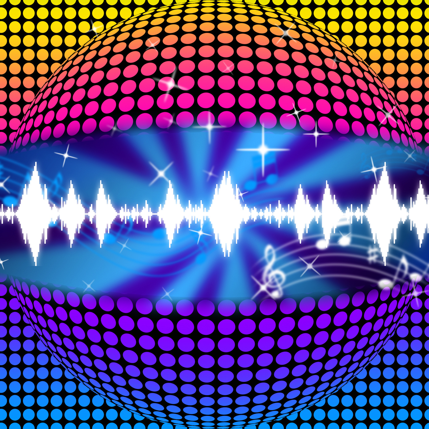 Music disco ball background means soundwaves and partying photo