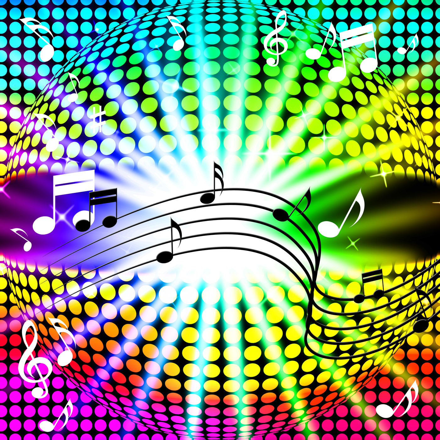 Music disco ball background shows songs dancing and beams photo