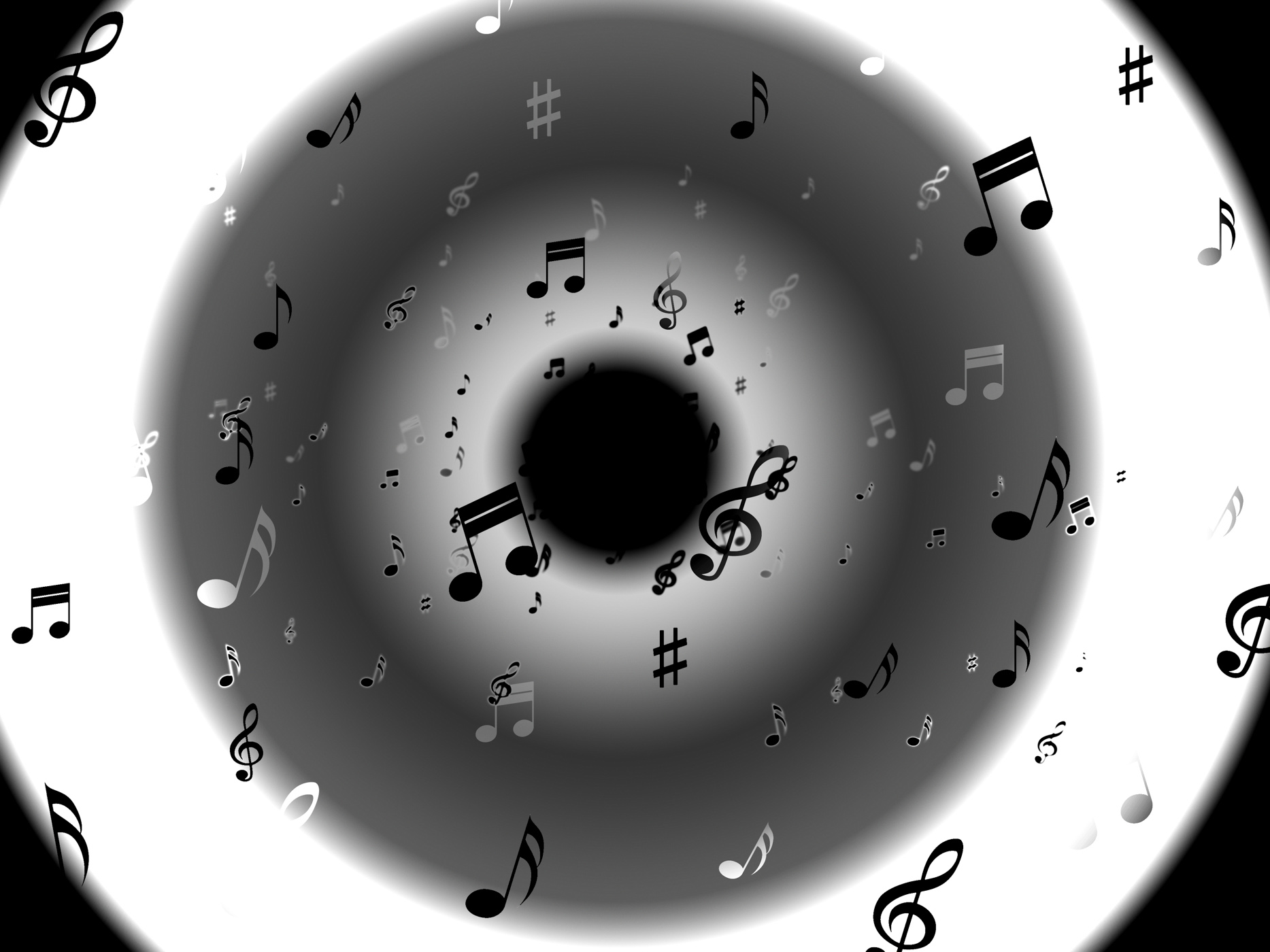 Musical notes background shows abstract art and melodies photo