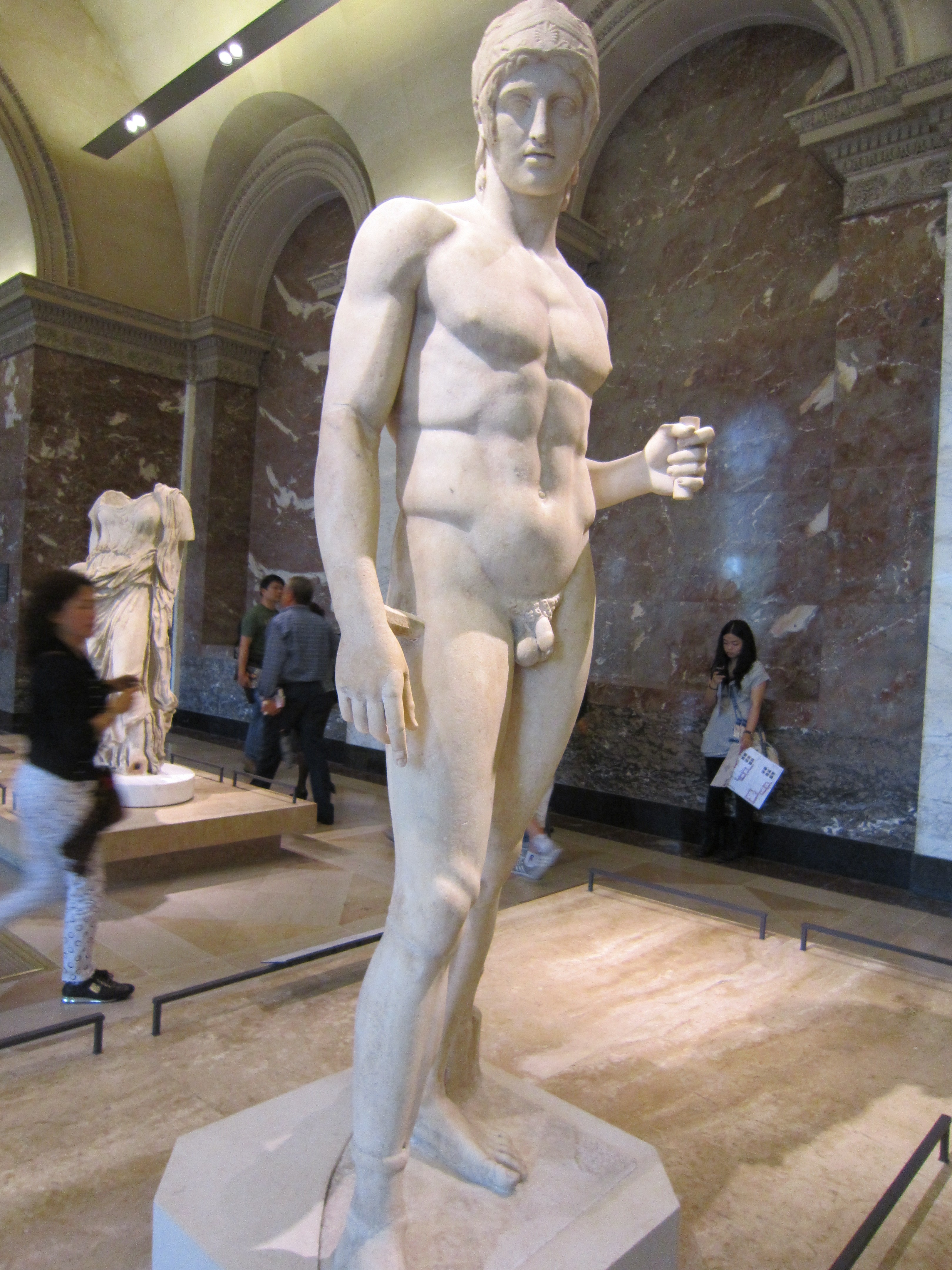 Naked sculptures of men all over the Greek section in the Louvre ...