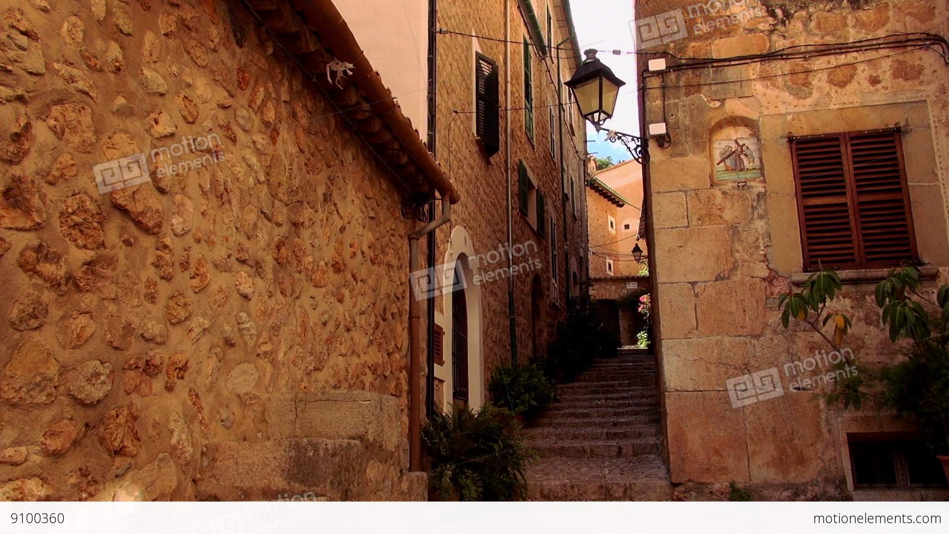 Narrow Lane In Romantic Small Spanish Village Stock video footage ...