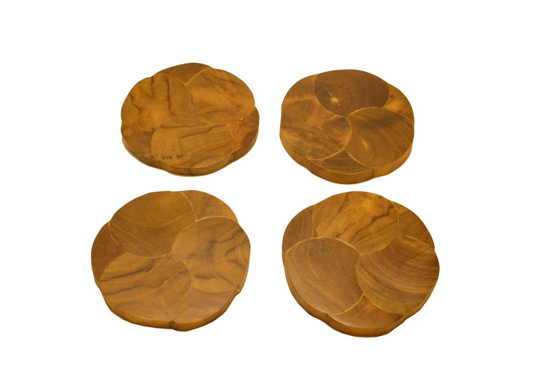 Recycled wooden round coaster in natural color