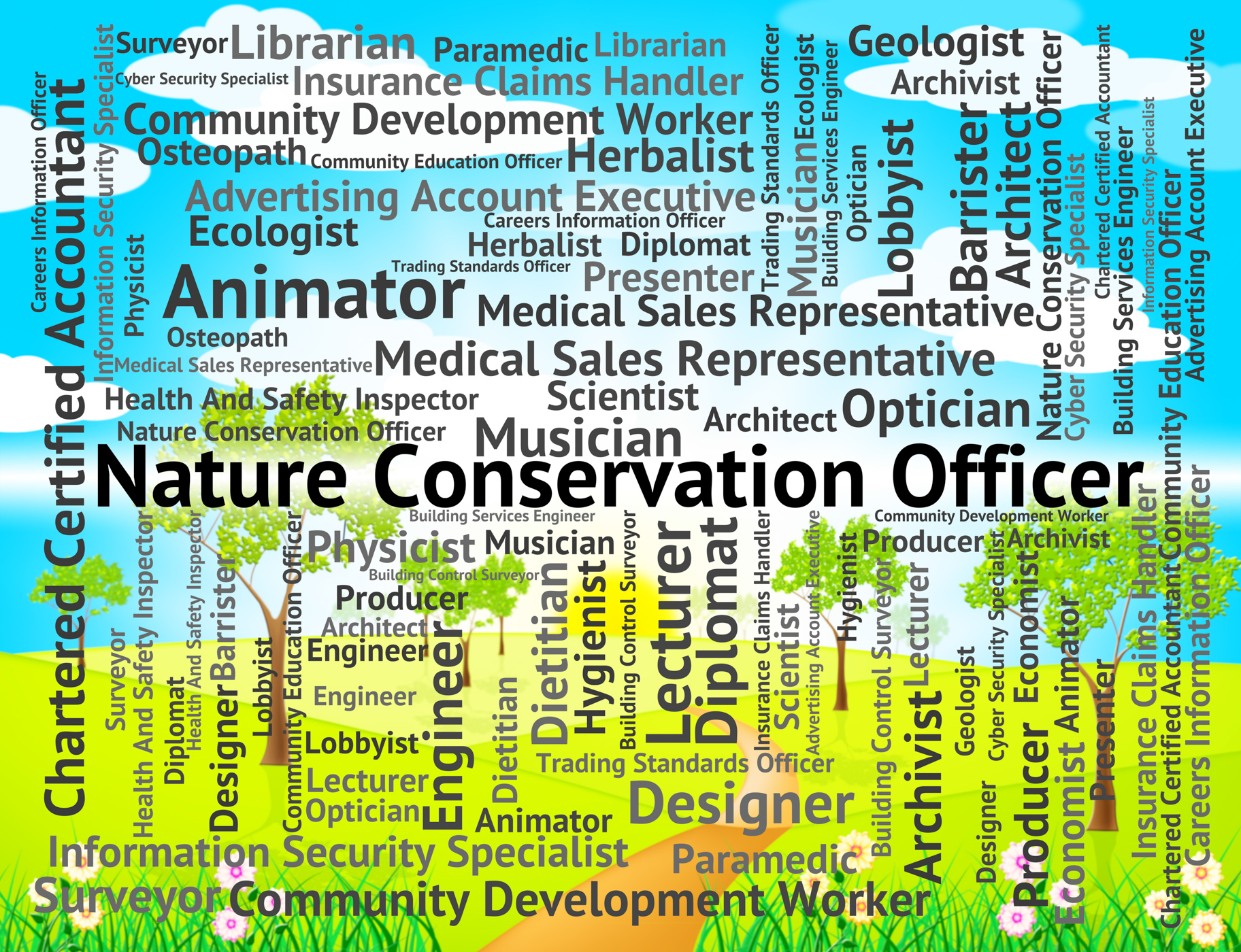 Nature conservation officer indicates eco friendly and administr photo