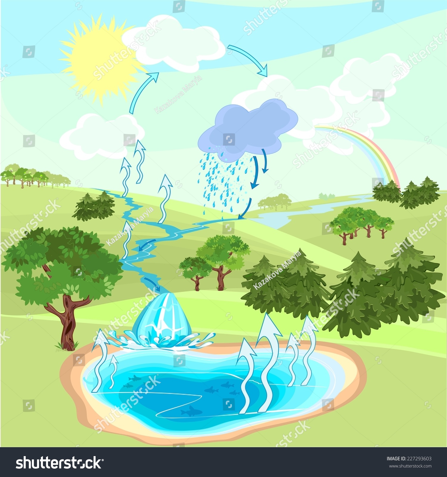 Water Cycle Nature Stock Illustration 227293603 - Shutterstock