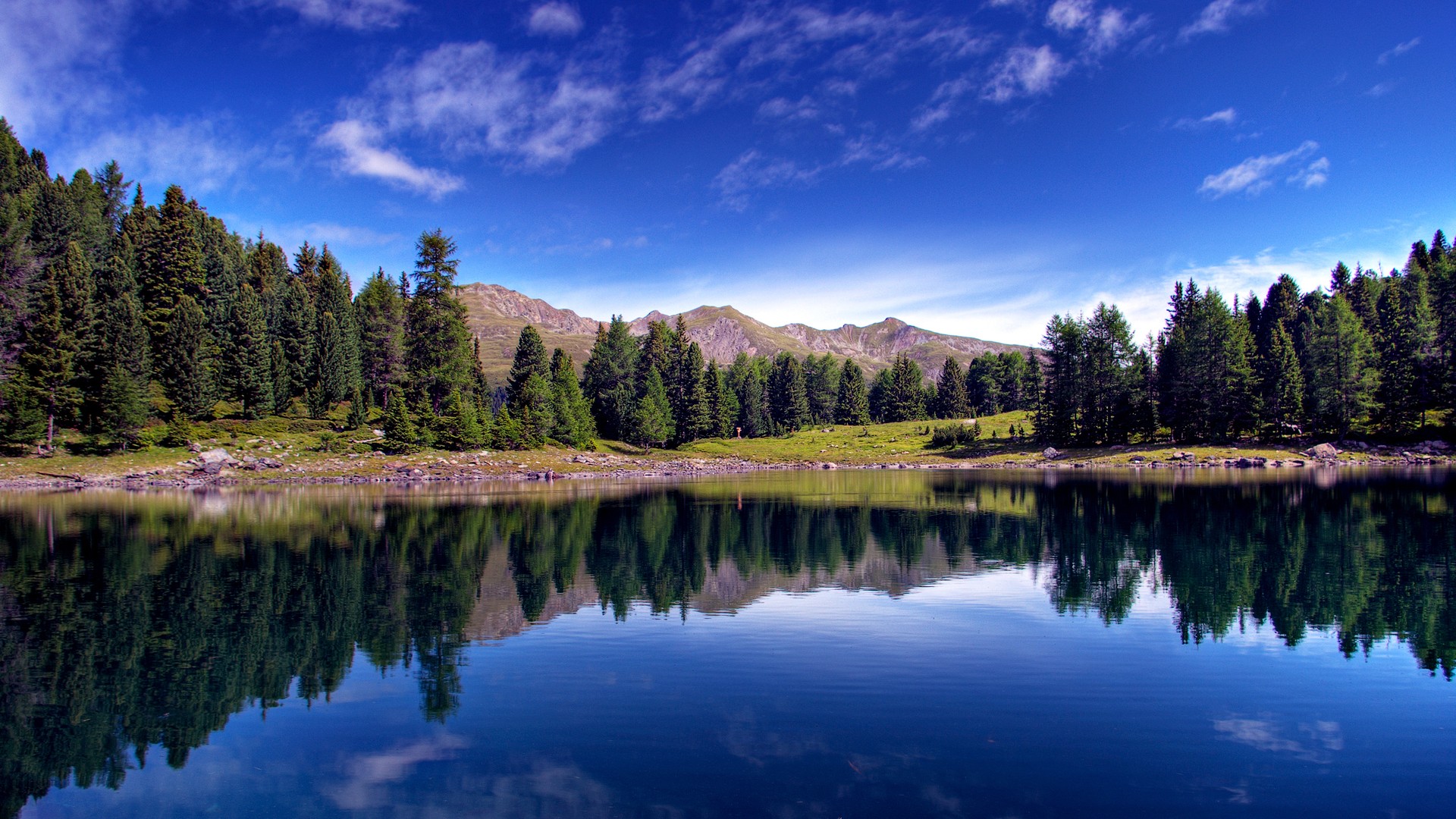 Clouds Mountain Nature Scene Lake Reflection Sky Mirror Forest Pine ...