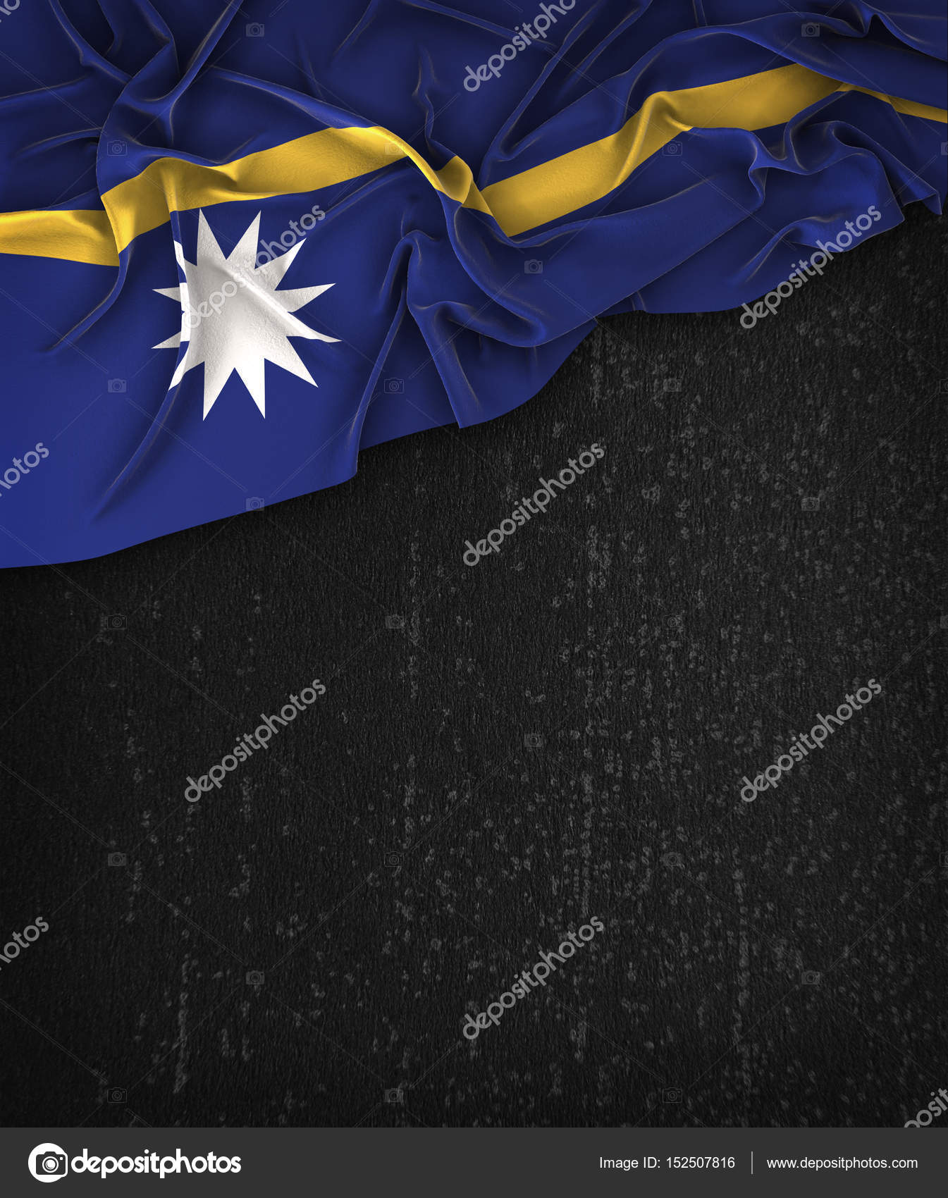 Nauru Flag Vintage on a Grunge Black Chalkboard With Space For T ...