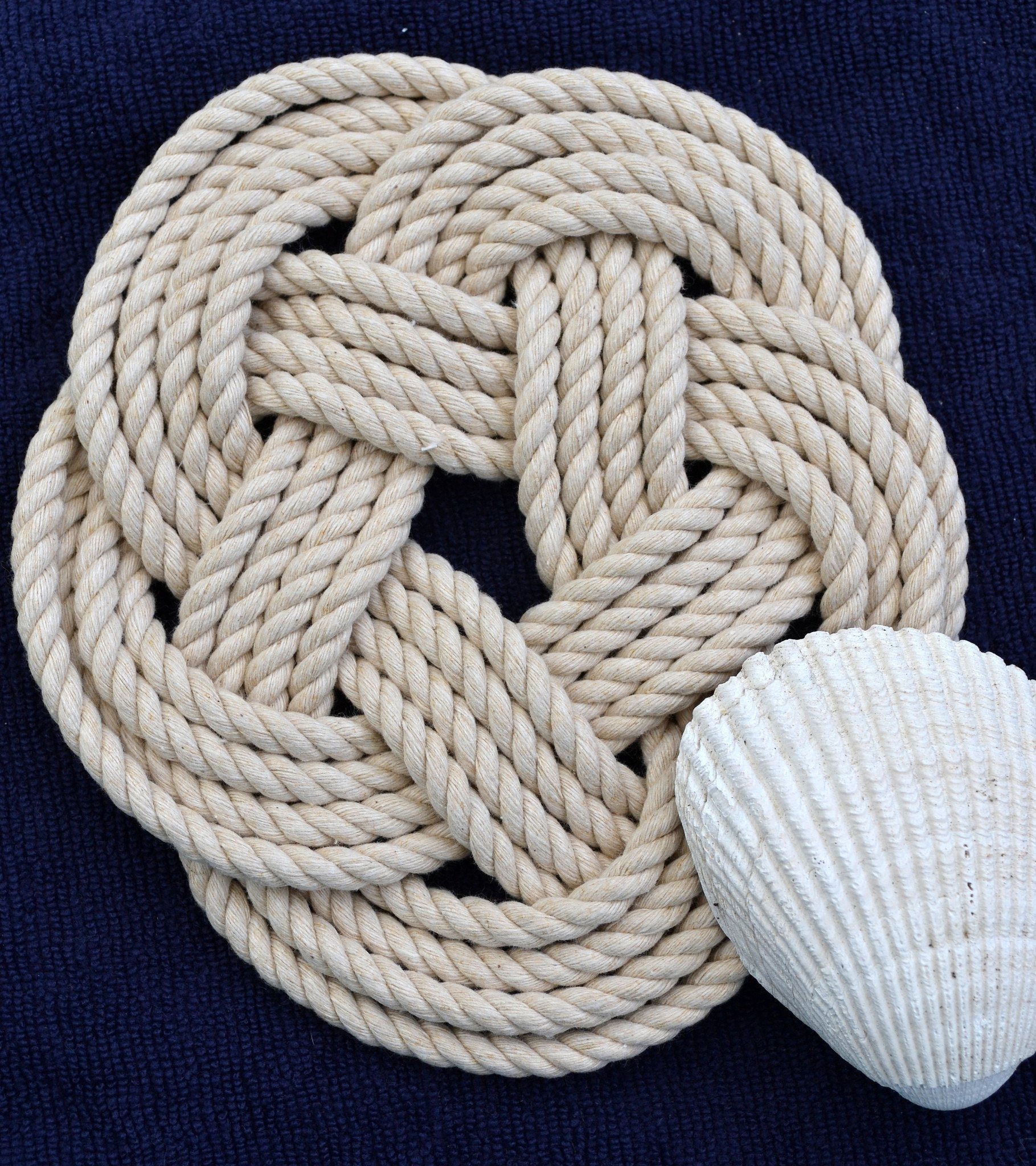 Nautical Sailor Knot Trivet, Natural Cotton Rope, Small - Mystic ...