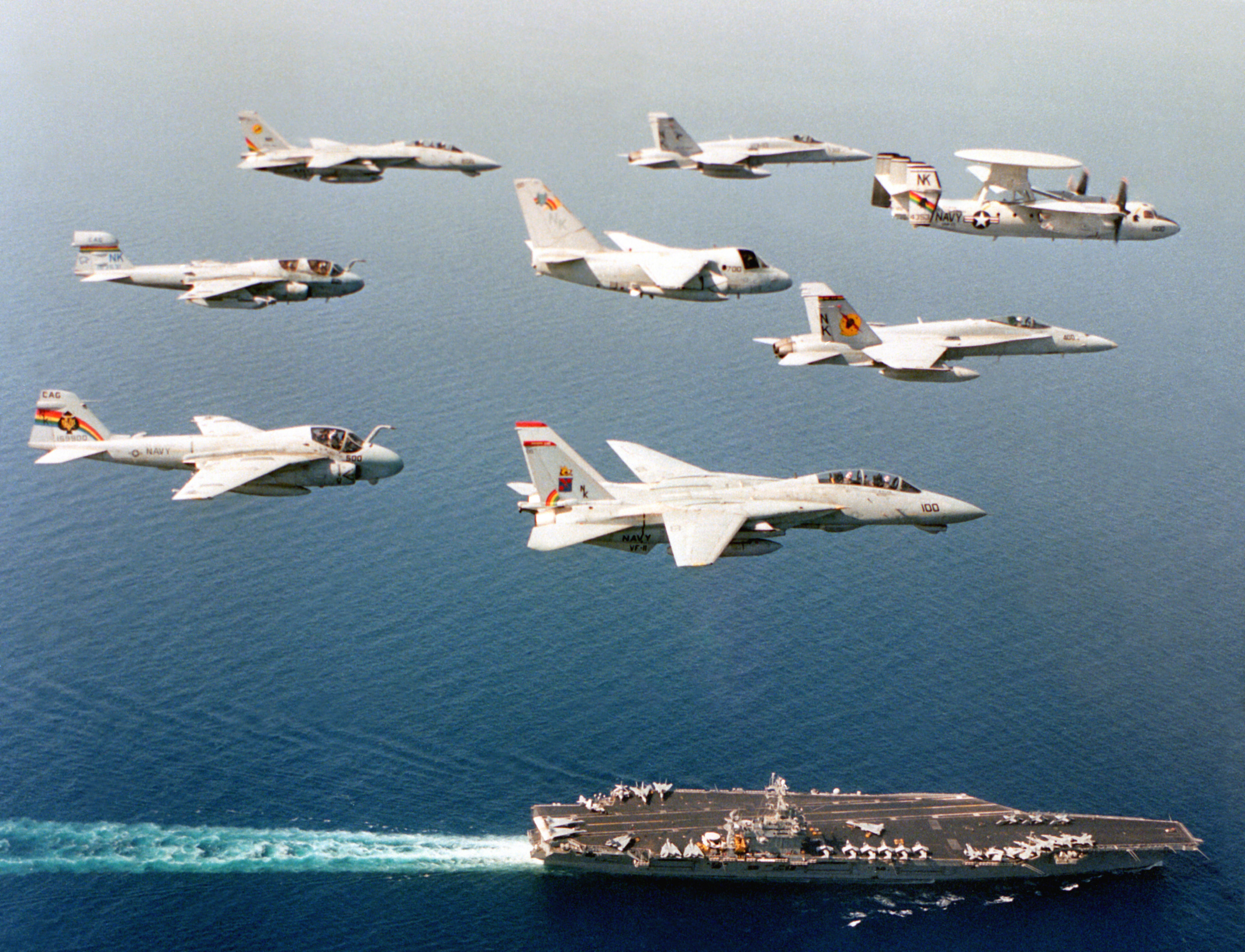 File:Aircraft of US Navy Carrier Air Wing 14 in flight over USS Carl ...