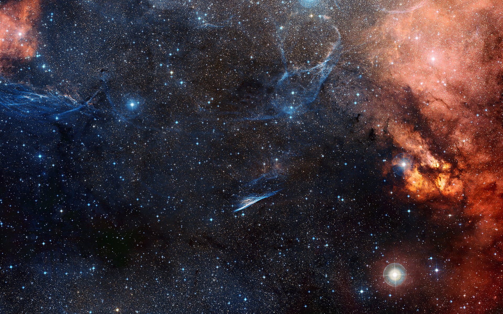 Wide-field View of the Sky around the Pencil Nebula Space Wallpaper