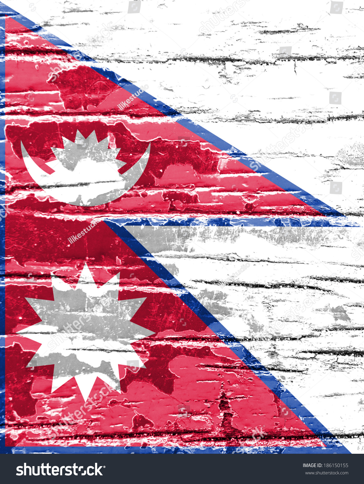 Nepal Flag Painted On Grunge Wood Stock Illustration 186150155 ...