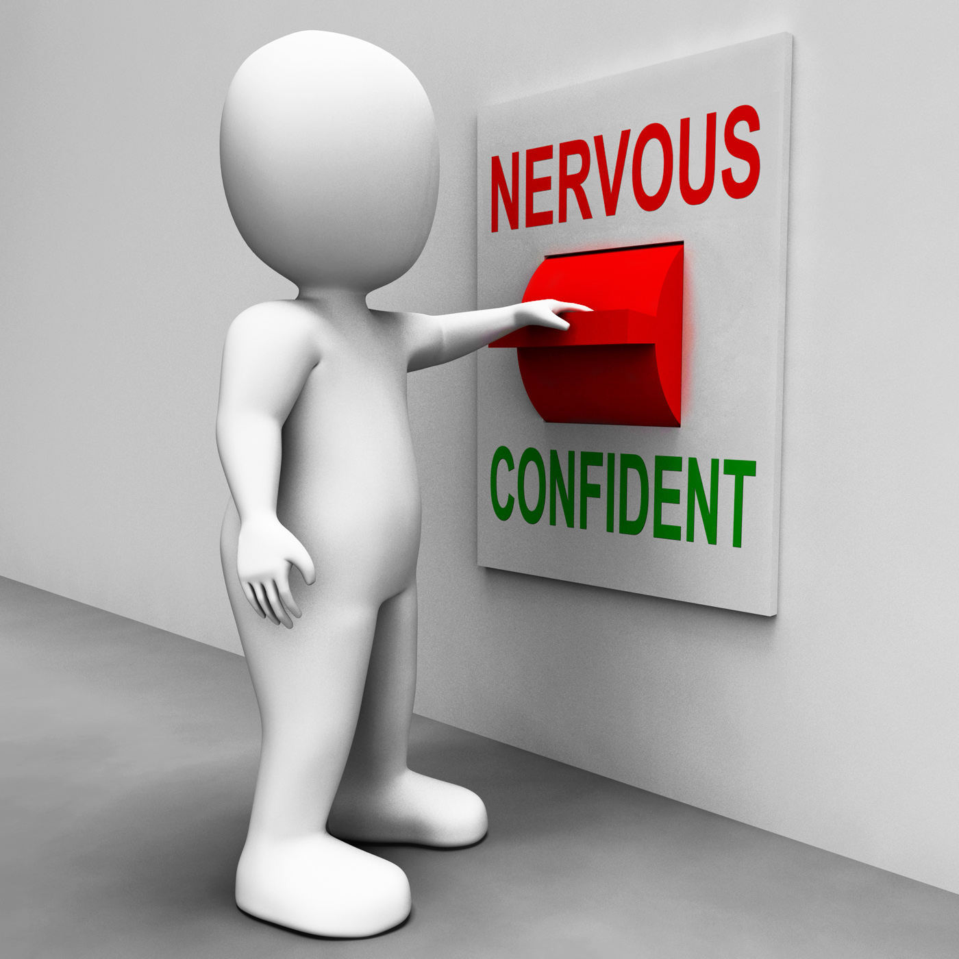 Nervous Confident Switch Shows Nerves Or Confidence, 3d, Afraid, Anxiety, Anxious, HQ Photo