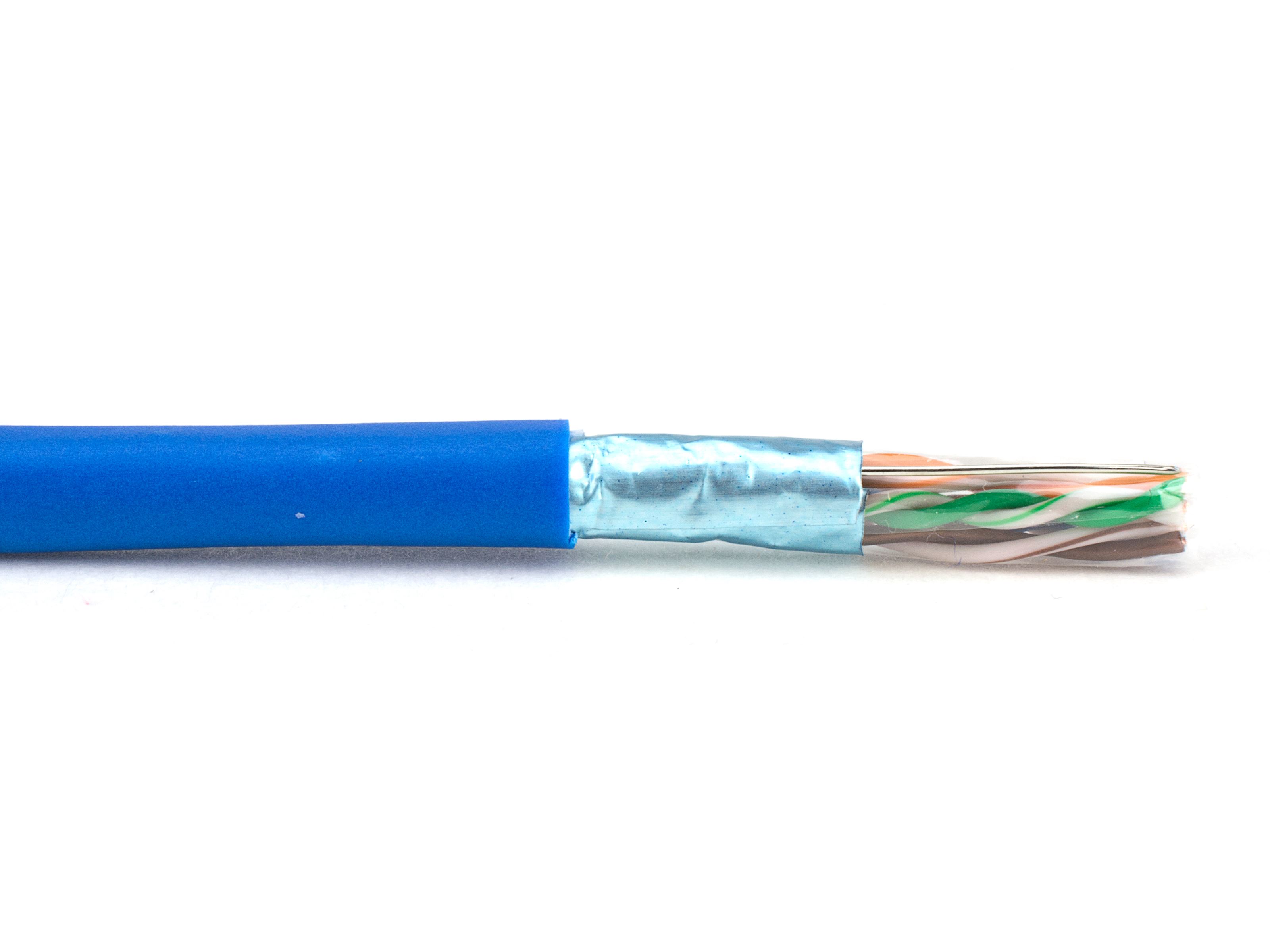 Cat6 Shielded Network Cable - Solid, STP, Blue, Riser CMR PVC - 1000 ...