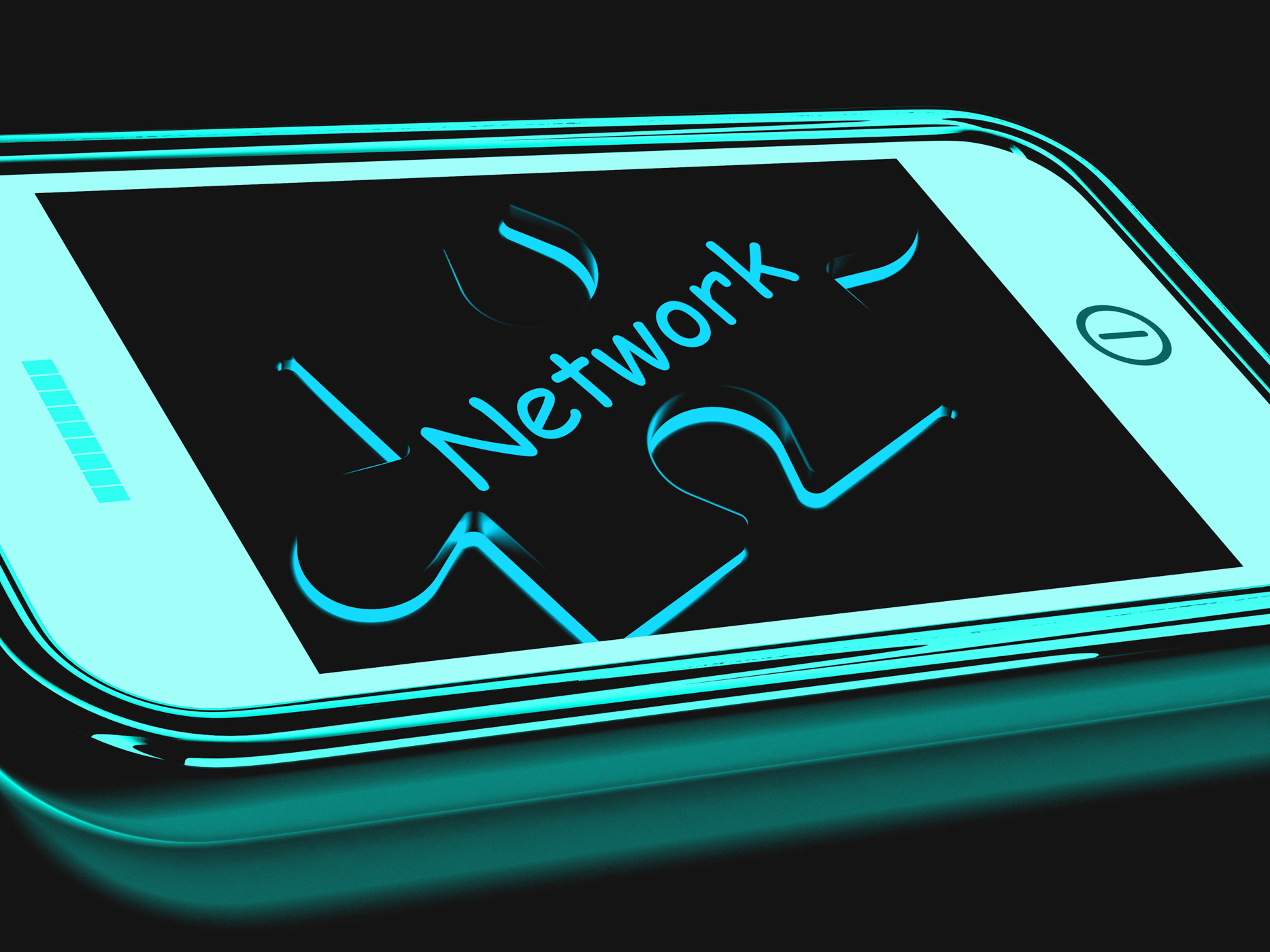 Network smartphone shows connecting and communicating on web photo