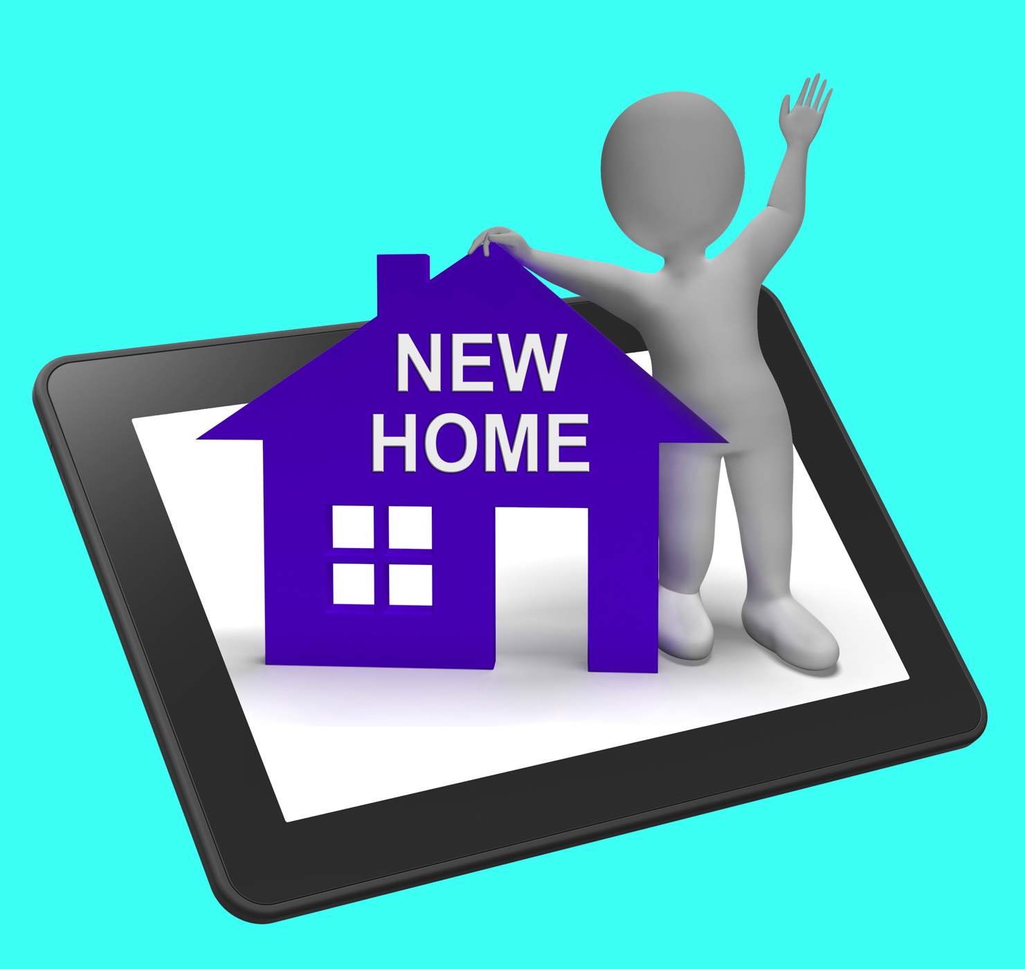 New home house tablet shows buying property and moving in photo