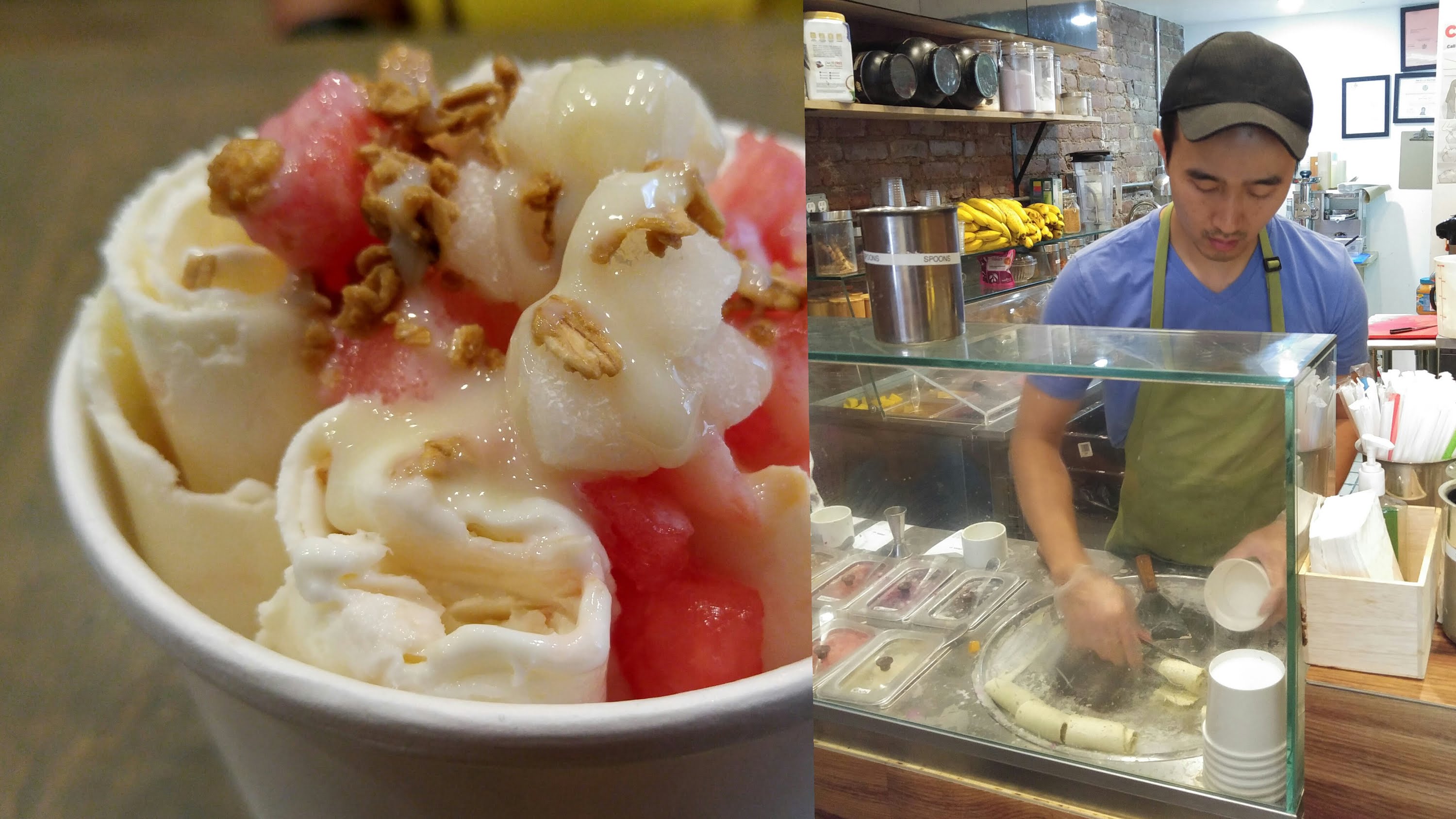 Thailand instant ice cream rolls in New York City finally!!! - YouTube