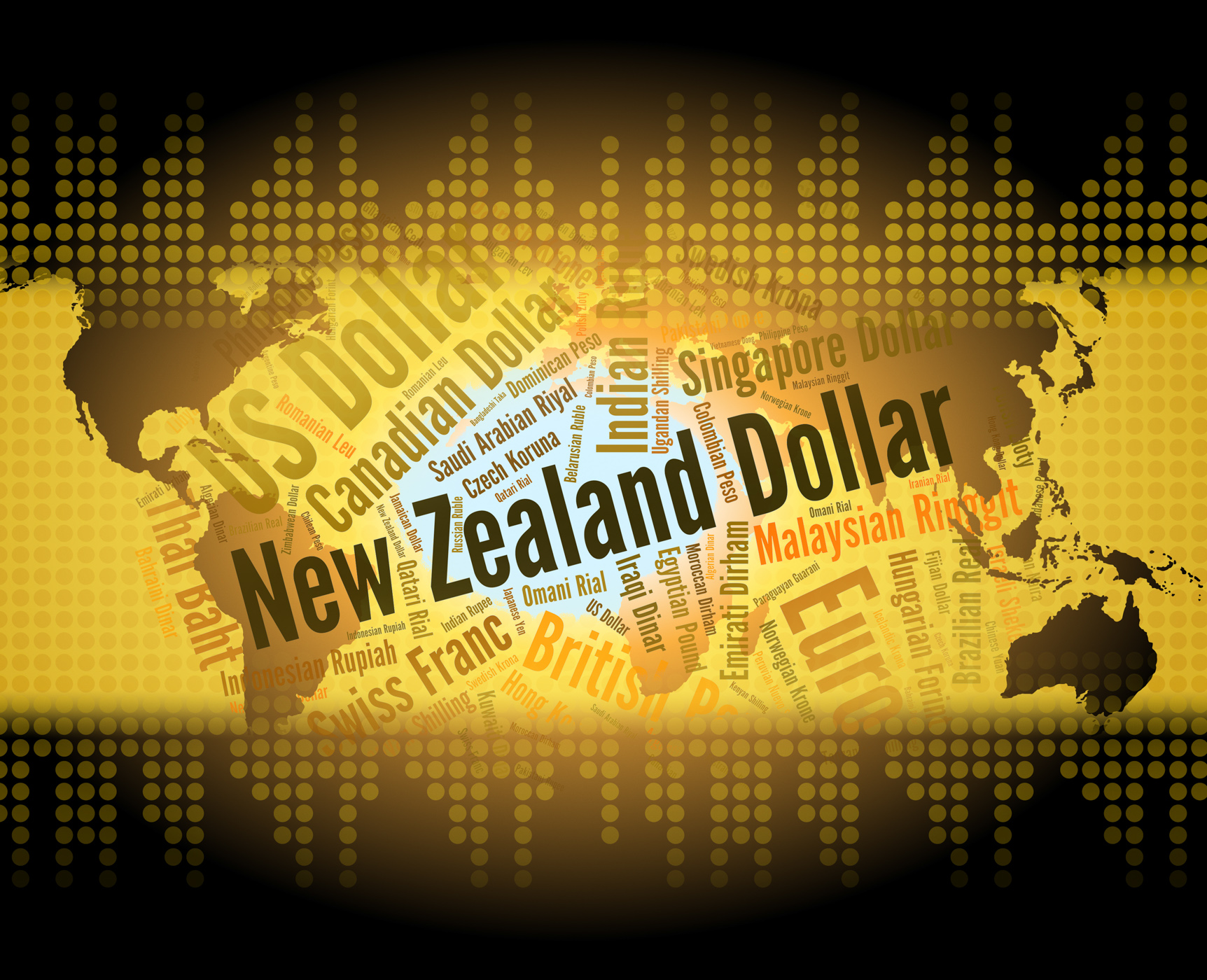 New zealand dollar indicates foreign exchange and currencies photo