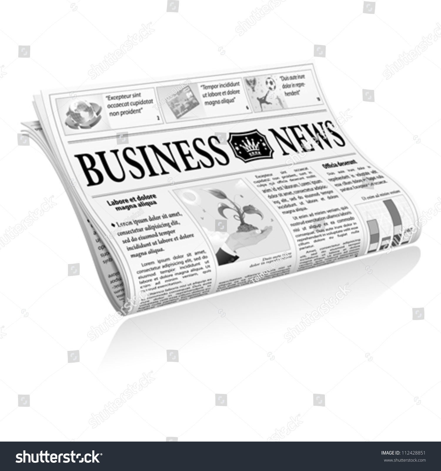 Folded Newspaper Business News Articles Graph Stock Vector 112428851 ...