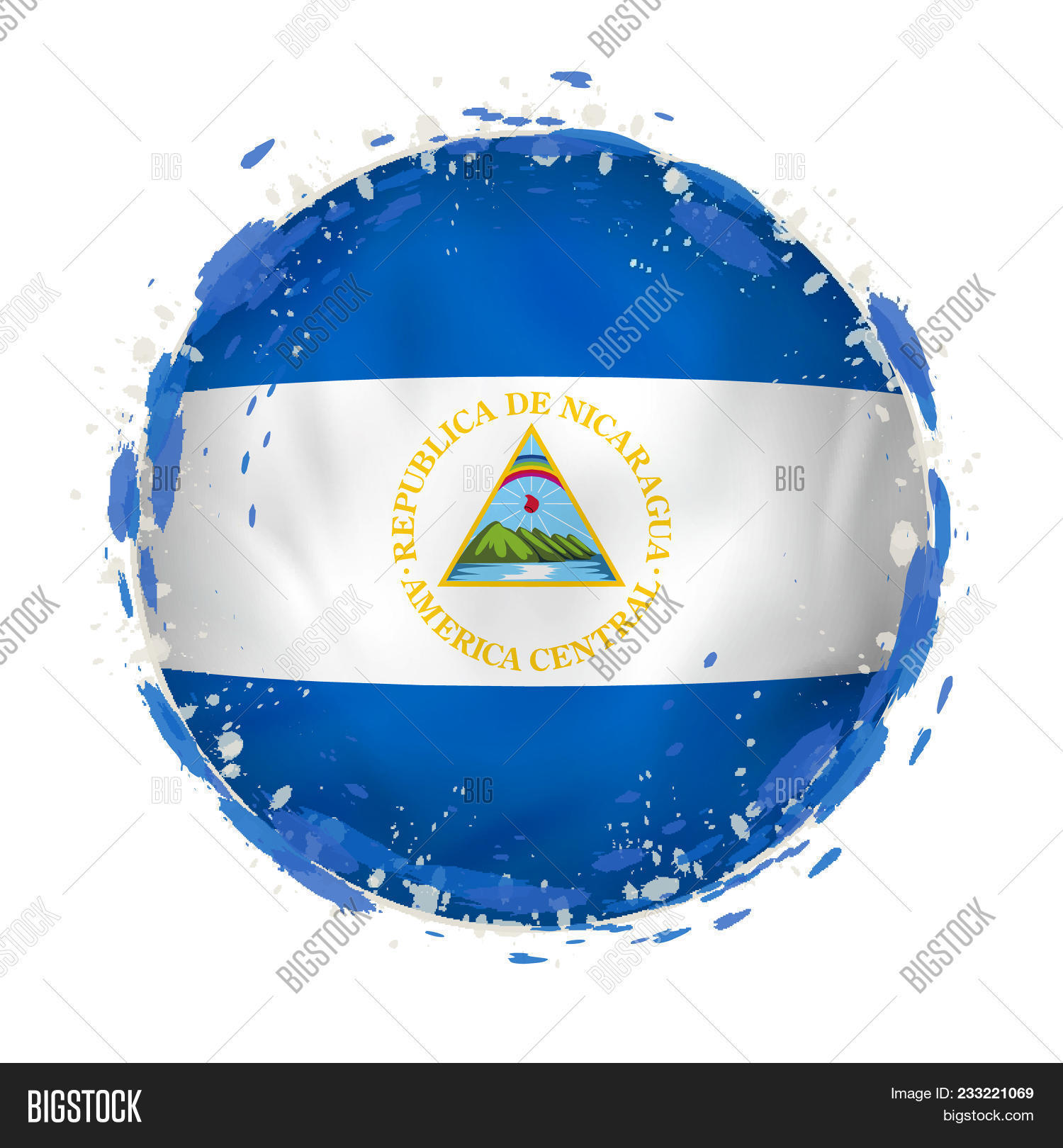 Round Grunge Flag Nicaragua Vector & Photo | Bigstock