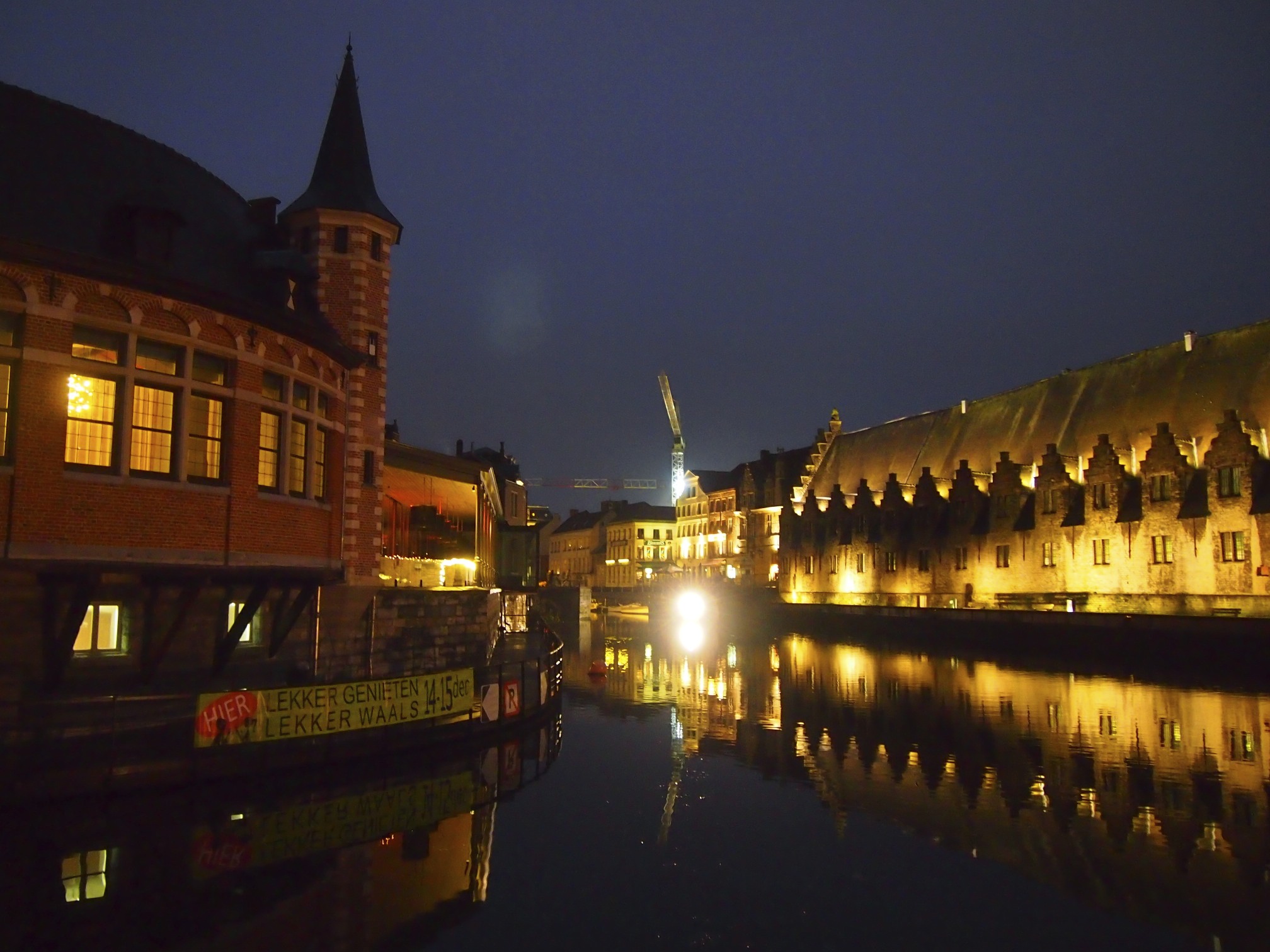 Night canal in ghent, belgium photo