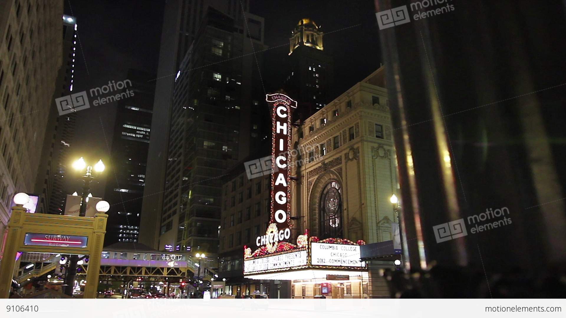 Chicago City Night Street Scene Stock video footage | 9106410