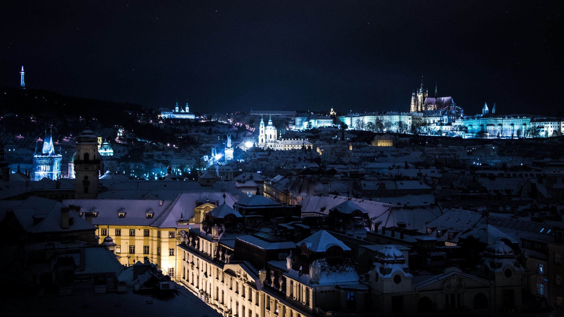 Winter Night In Prague Free Stock Photo - Public Domain Pictures