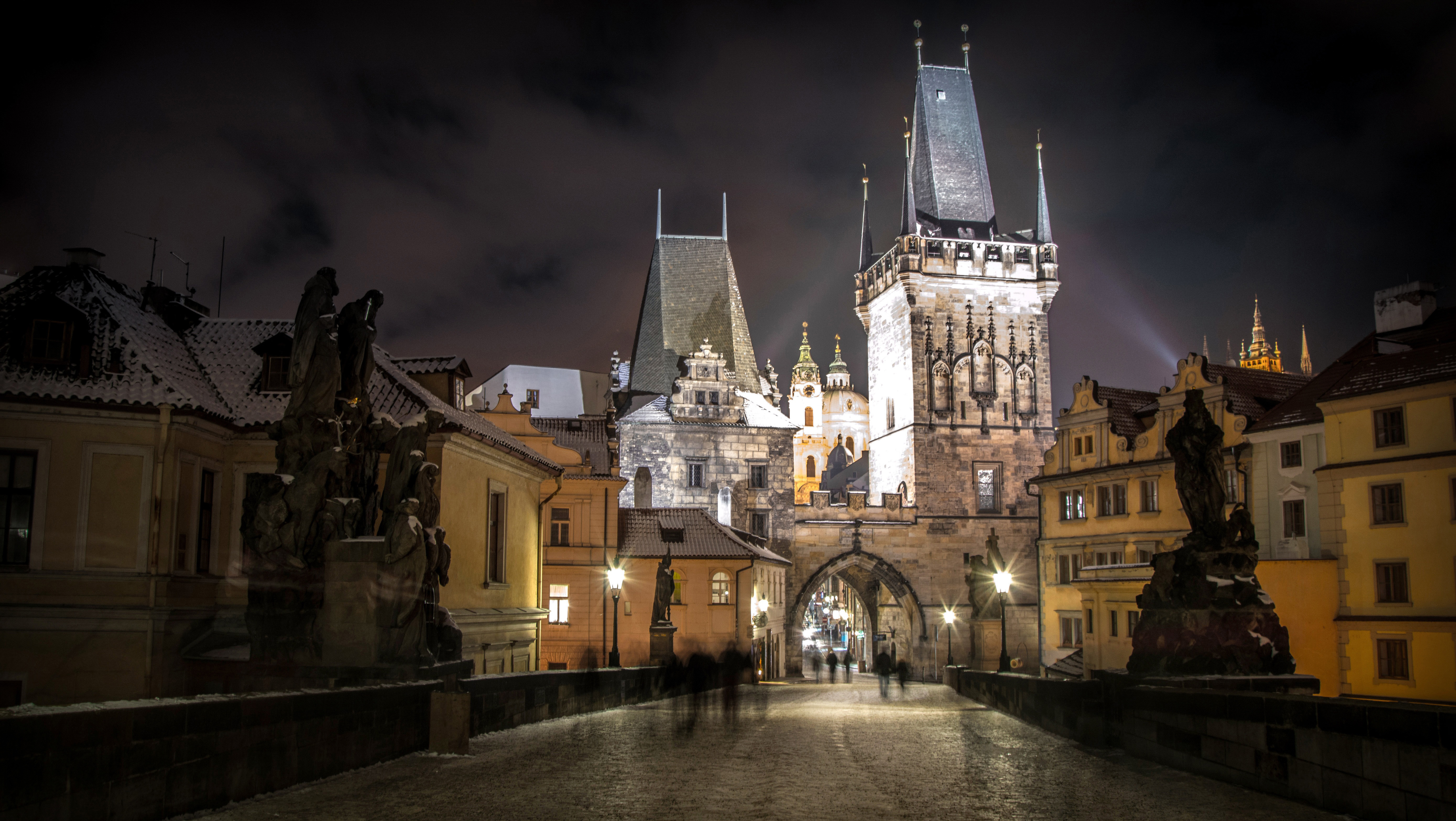 Charles Bridge and night city in Prague, Czech Republic image - Free ...
