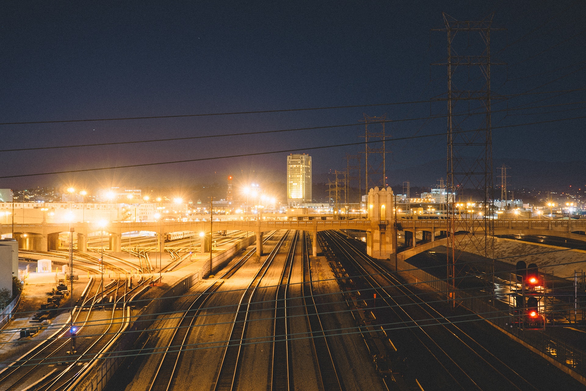 Free stock photo of industry, night, railroads