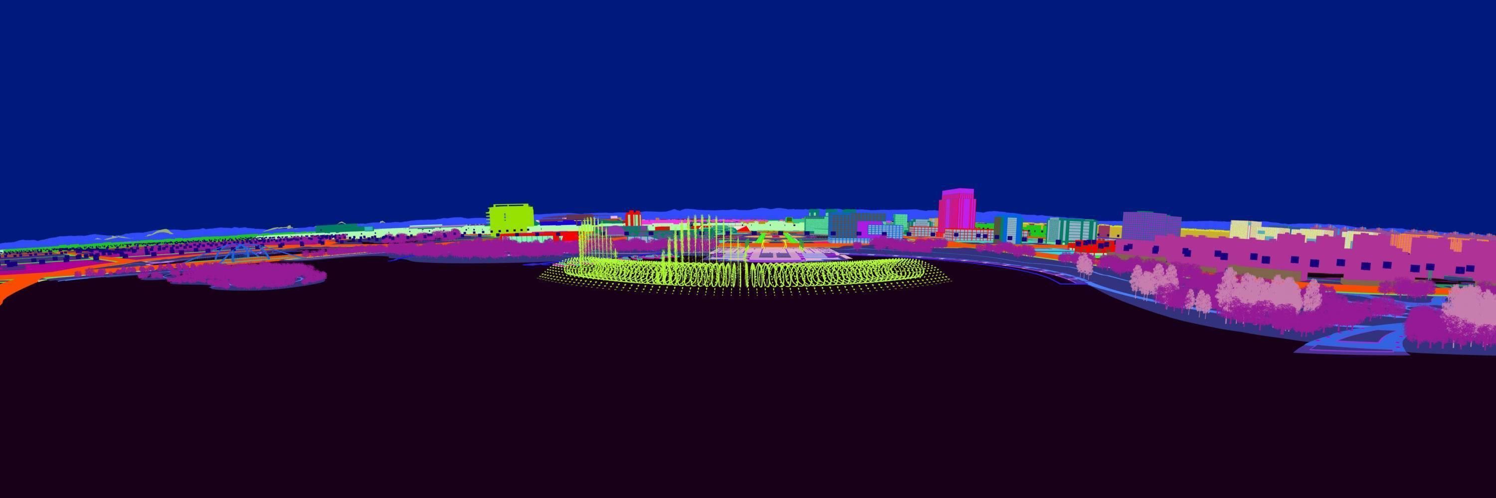 3D City Night Scene - Lake Music Fountain | CGTrader