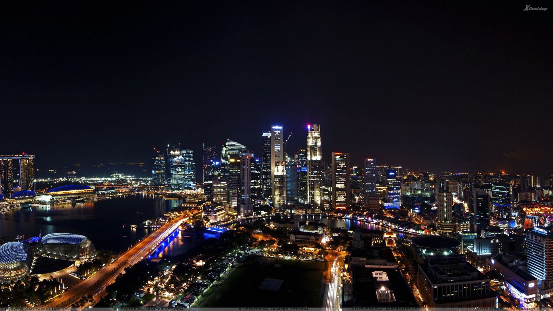 Singapore Building Night Scene Wallpaper