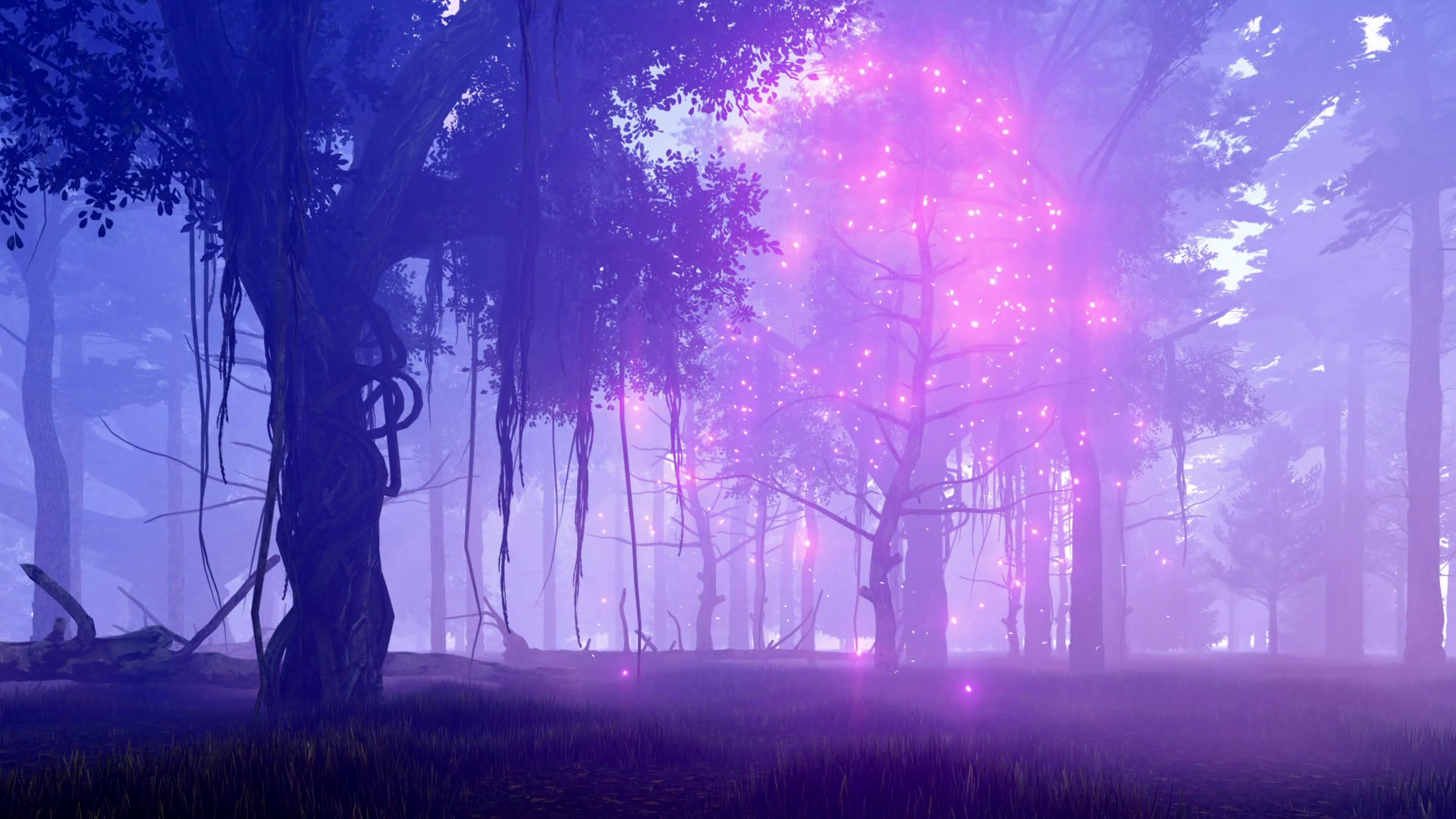 Фон магический лес фиолетовый