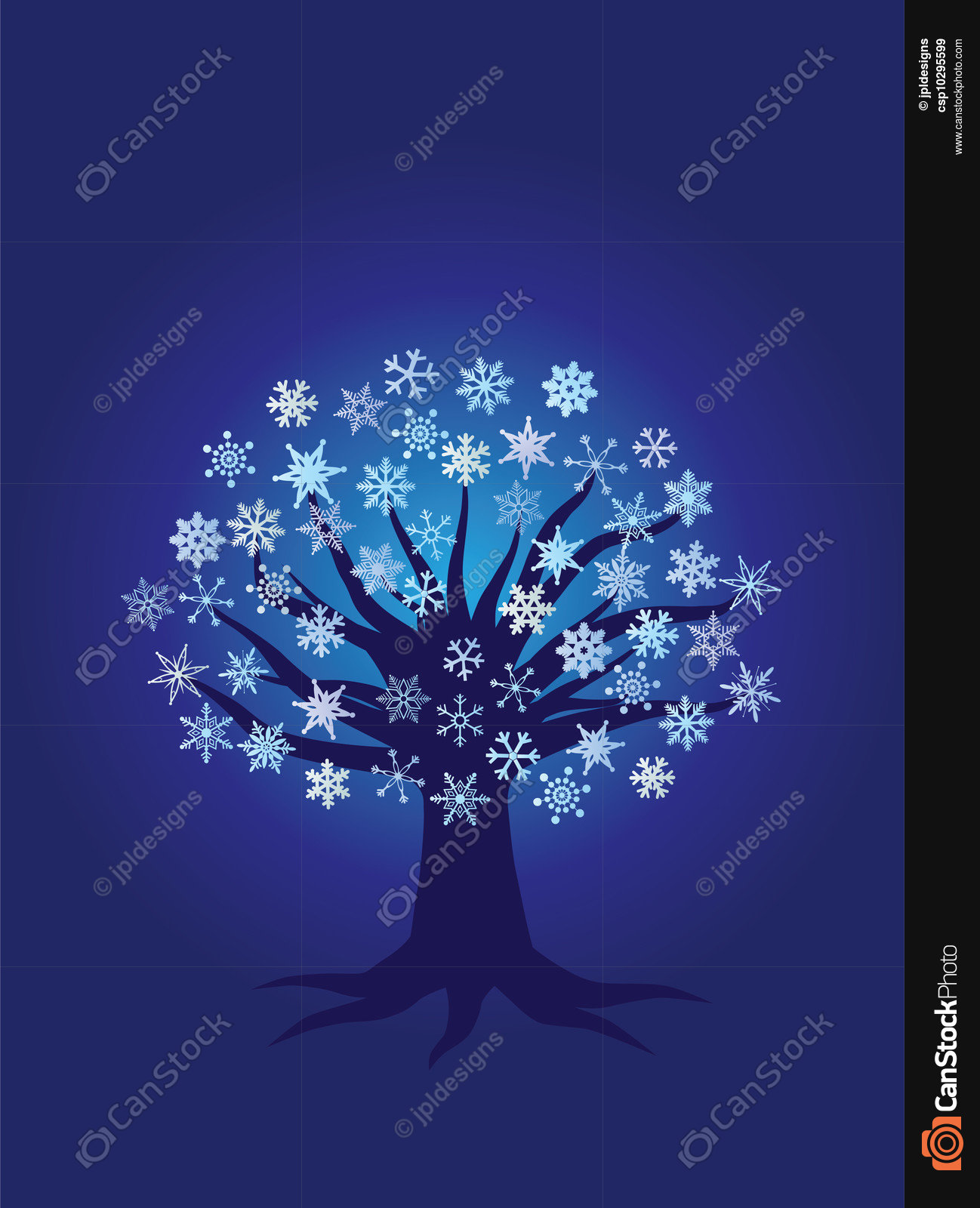 Winter snowflake tree night scene illustration. Christmas... eps ...