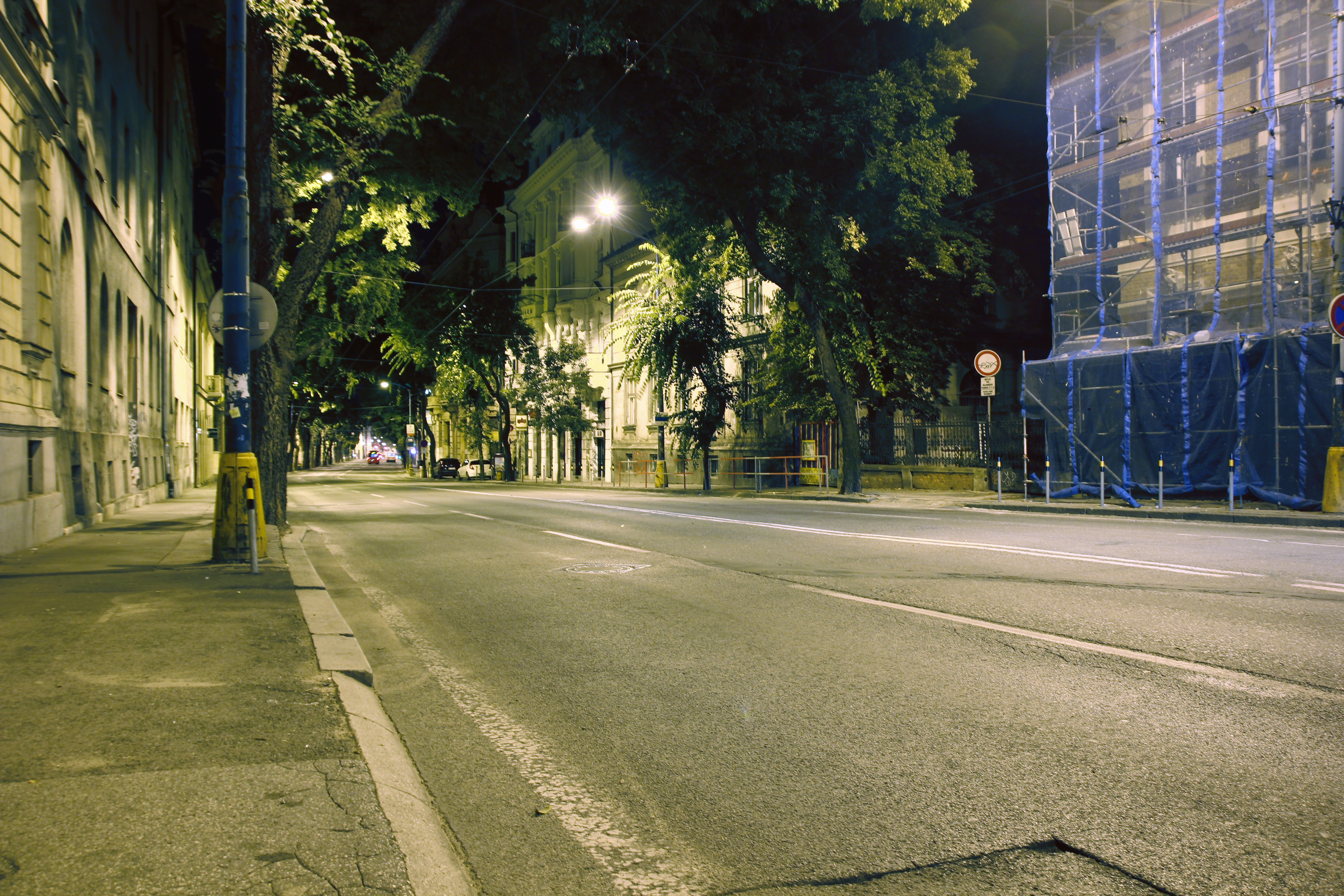 Night street, Asphalt, Bratislava, City, Night, HQ Photo