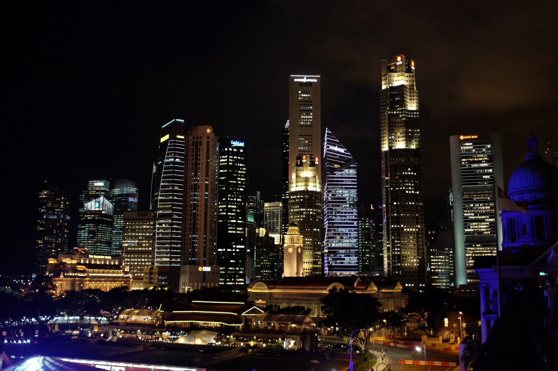 Singapore Skyline Night View Free Stock Photo - Public Domain Pictures