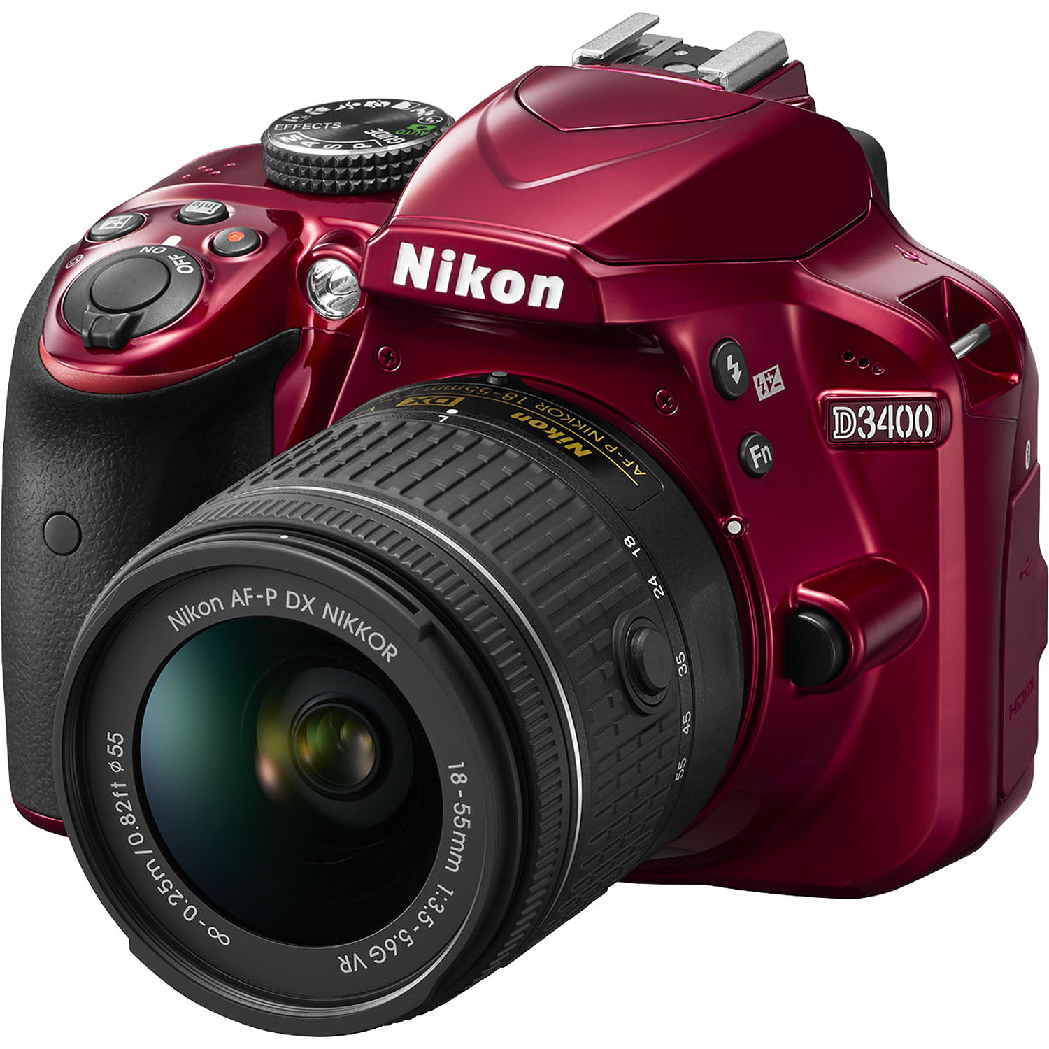 Nikon D3400 DSLR Camera with 18-55mm Lens (Red) 1572 B&H Photo
