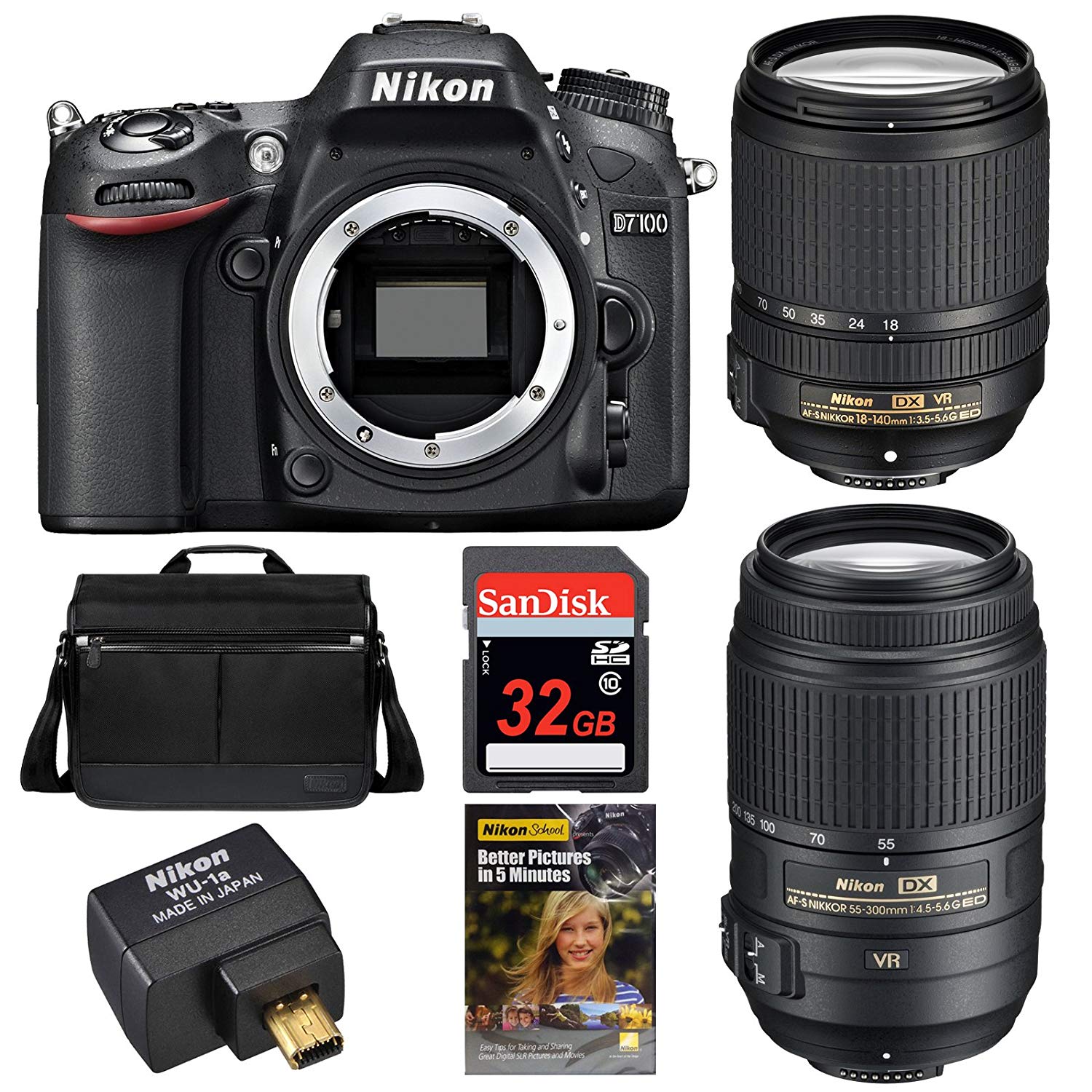 Amazon.com : Nikon D7100 Digital SLR Camera with 18-140mm & 55-300mm ...