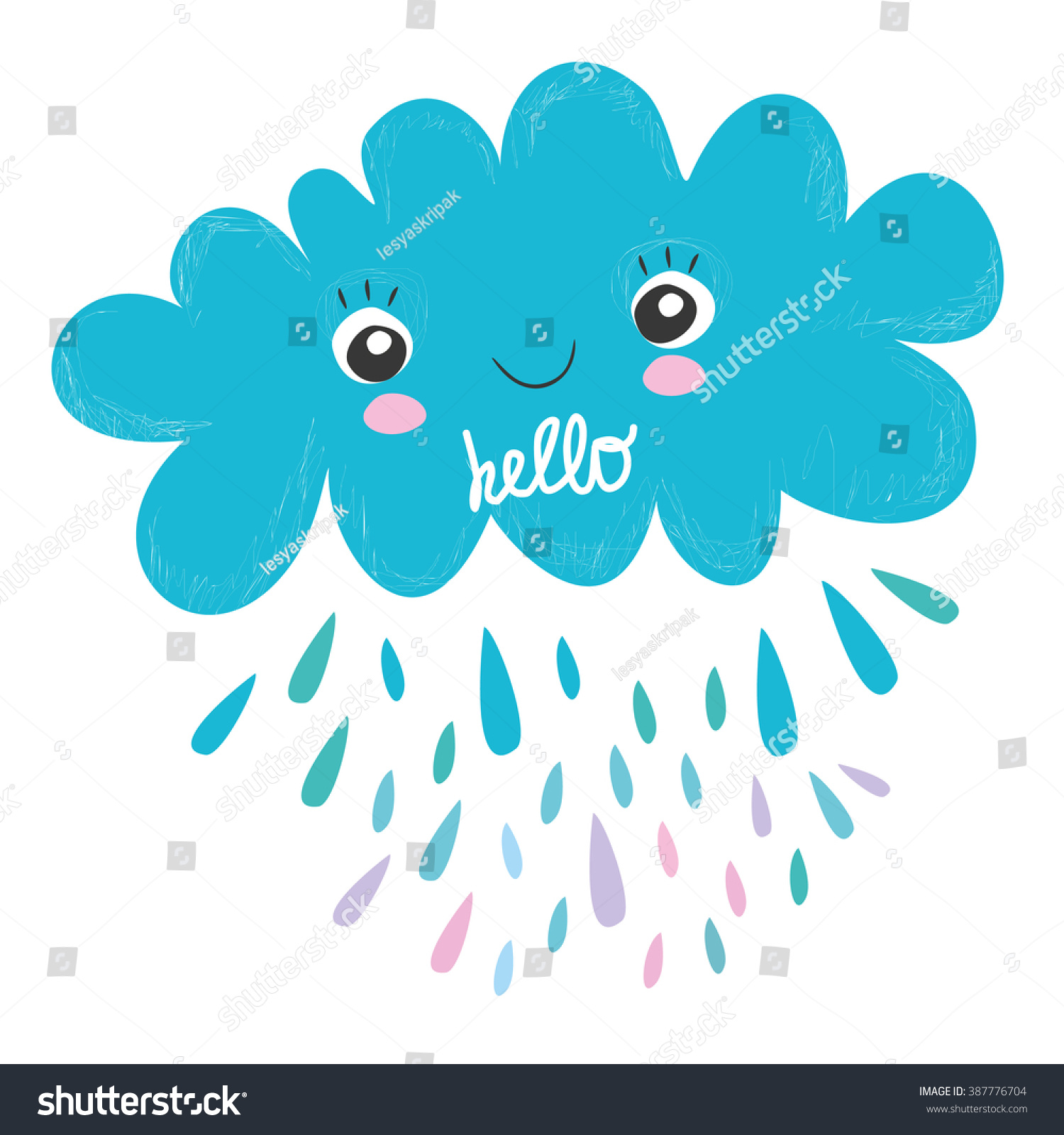 Cute Cloud Says Hello Vector Illustration Stock Vector 387776704 ...