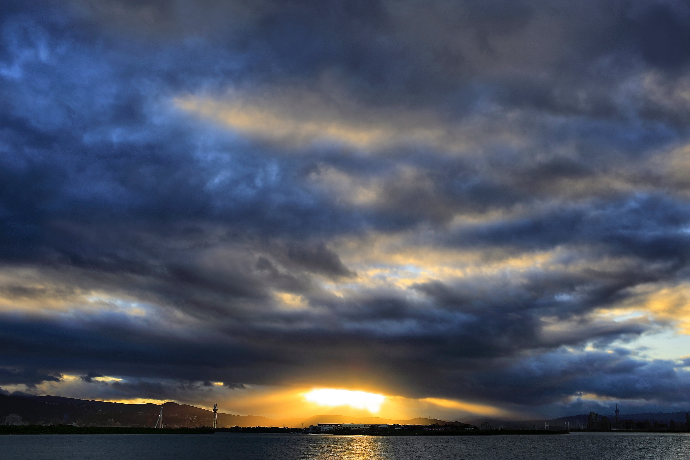 Nimbus clouds at sunset view photo