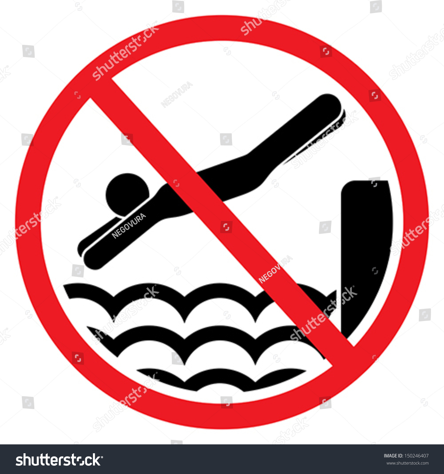 No Diving Jumping Sign Stock Vector 150246407 - Shutterstock