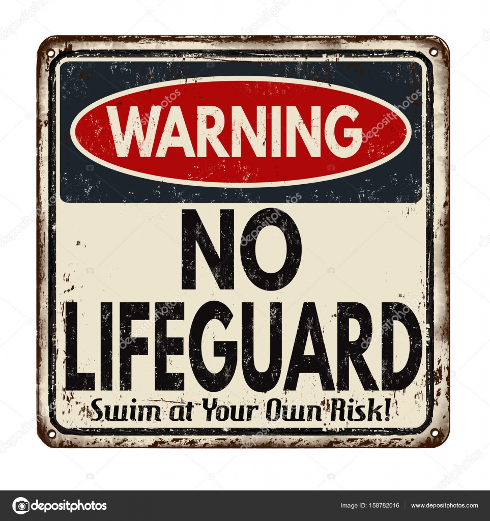Warning no lifeguard vintage rusty metal sign — Stock Vector ...