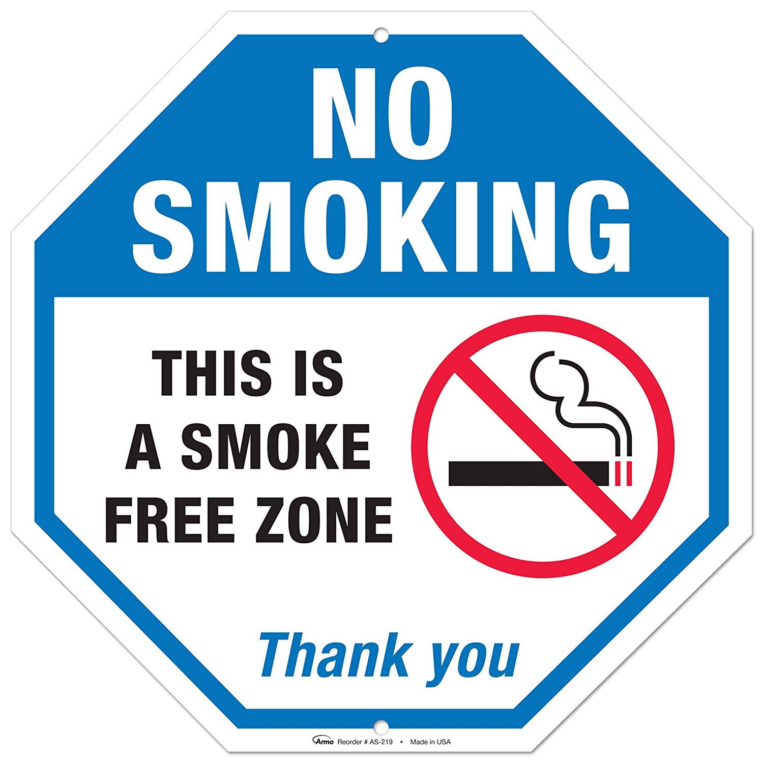 No Smoking Sign, This Is A Smoke Free Zone Large Rust Free 12x12 ...