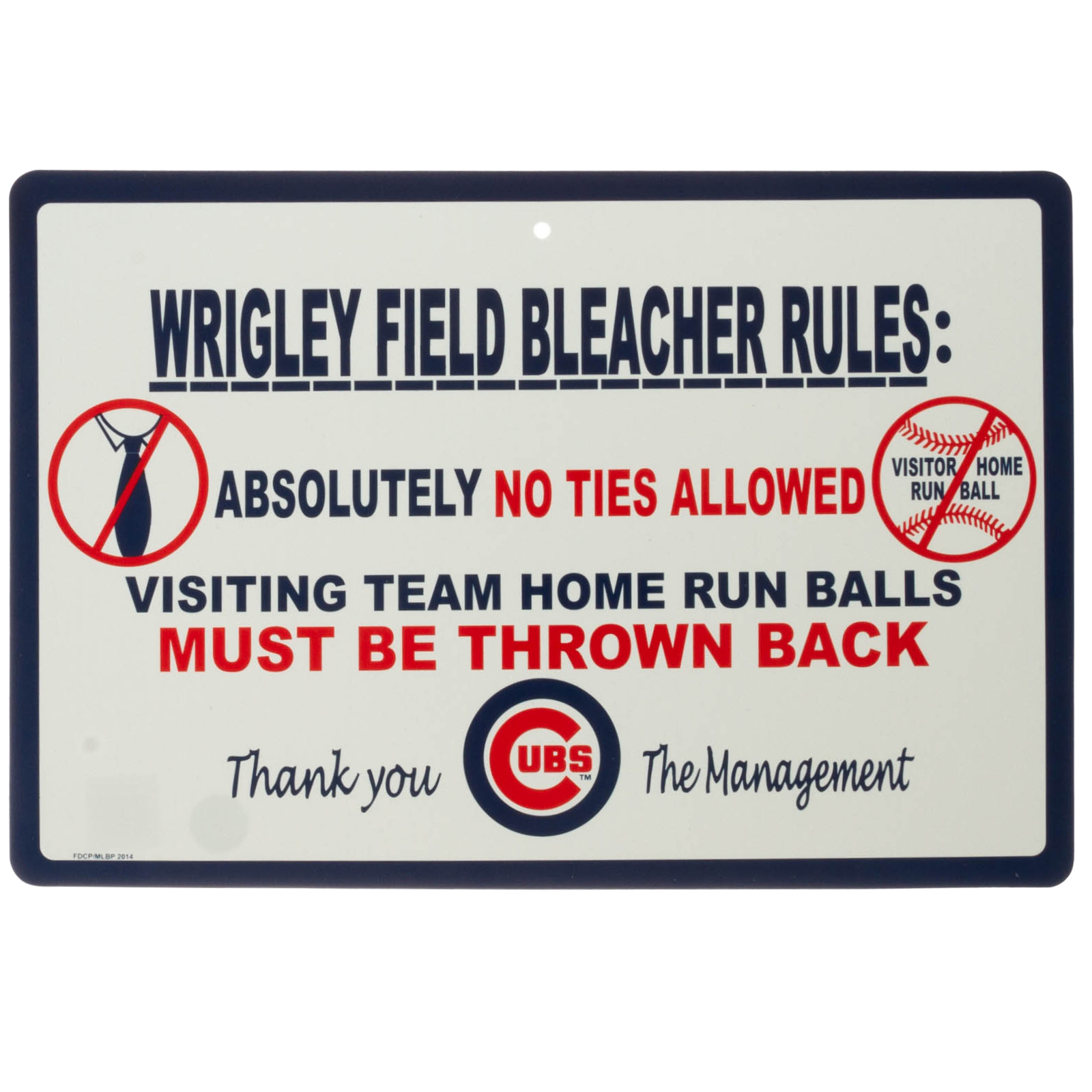 Wrigley Field Bleacher Rules Plastic Sign